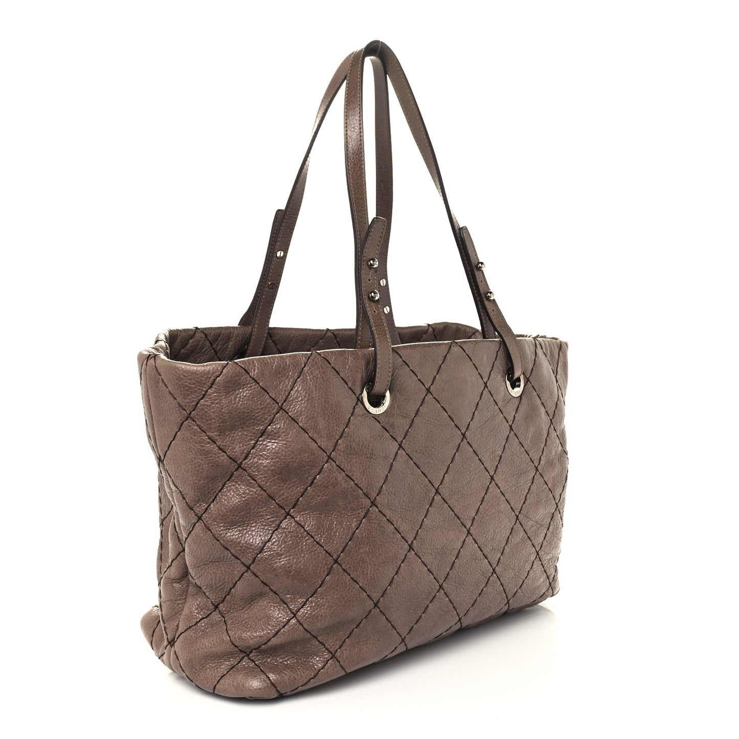 Glazed Calfskin Large On The Road Tote Brown