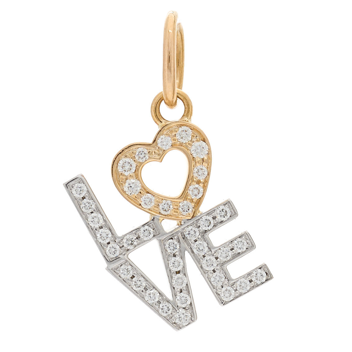 18K Rose White Gold Diamond Love Charm