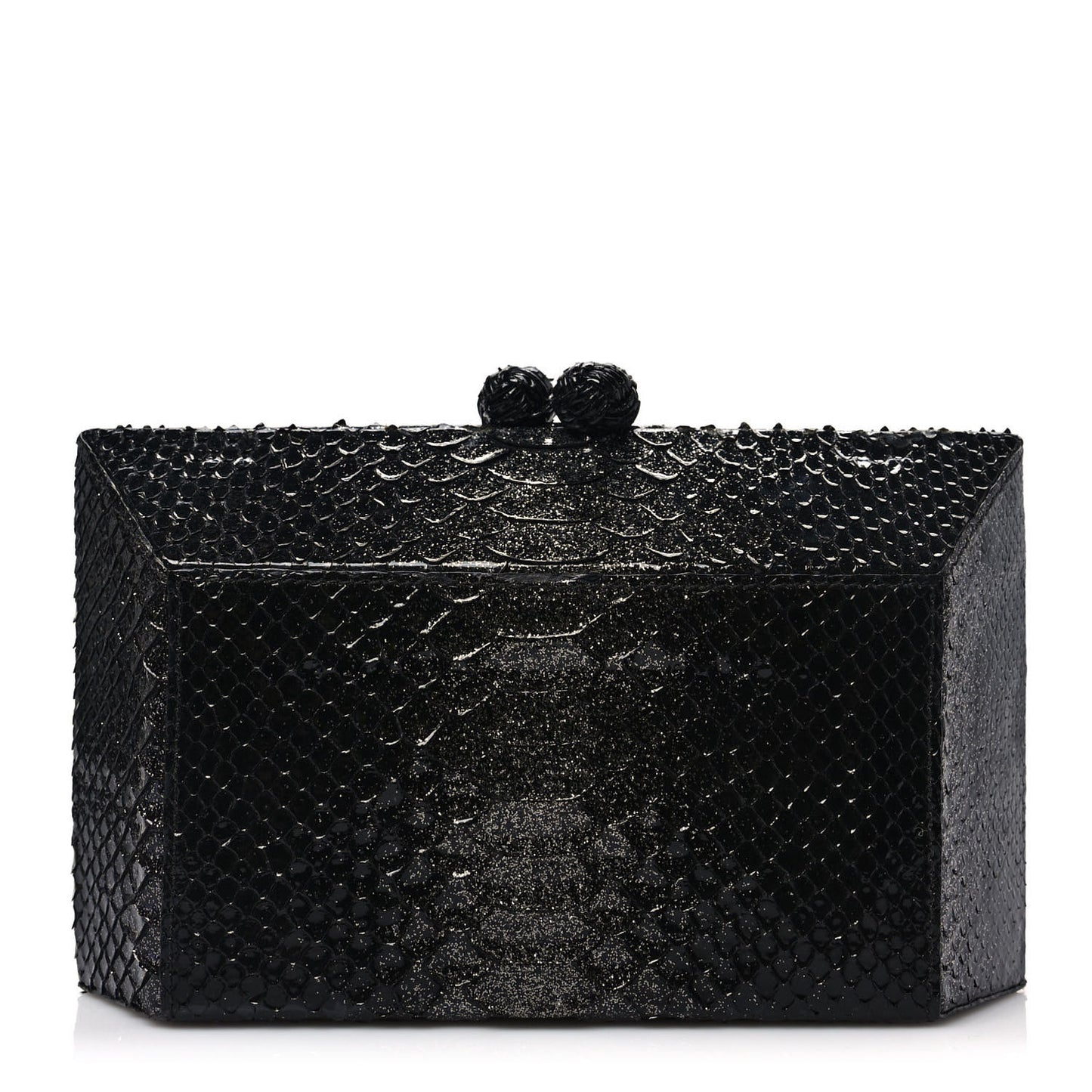 Snakeskin Box Clutch Black