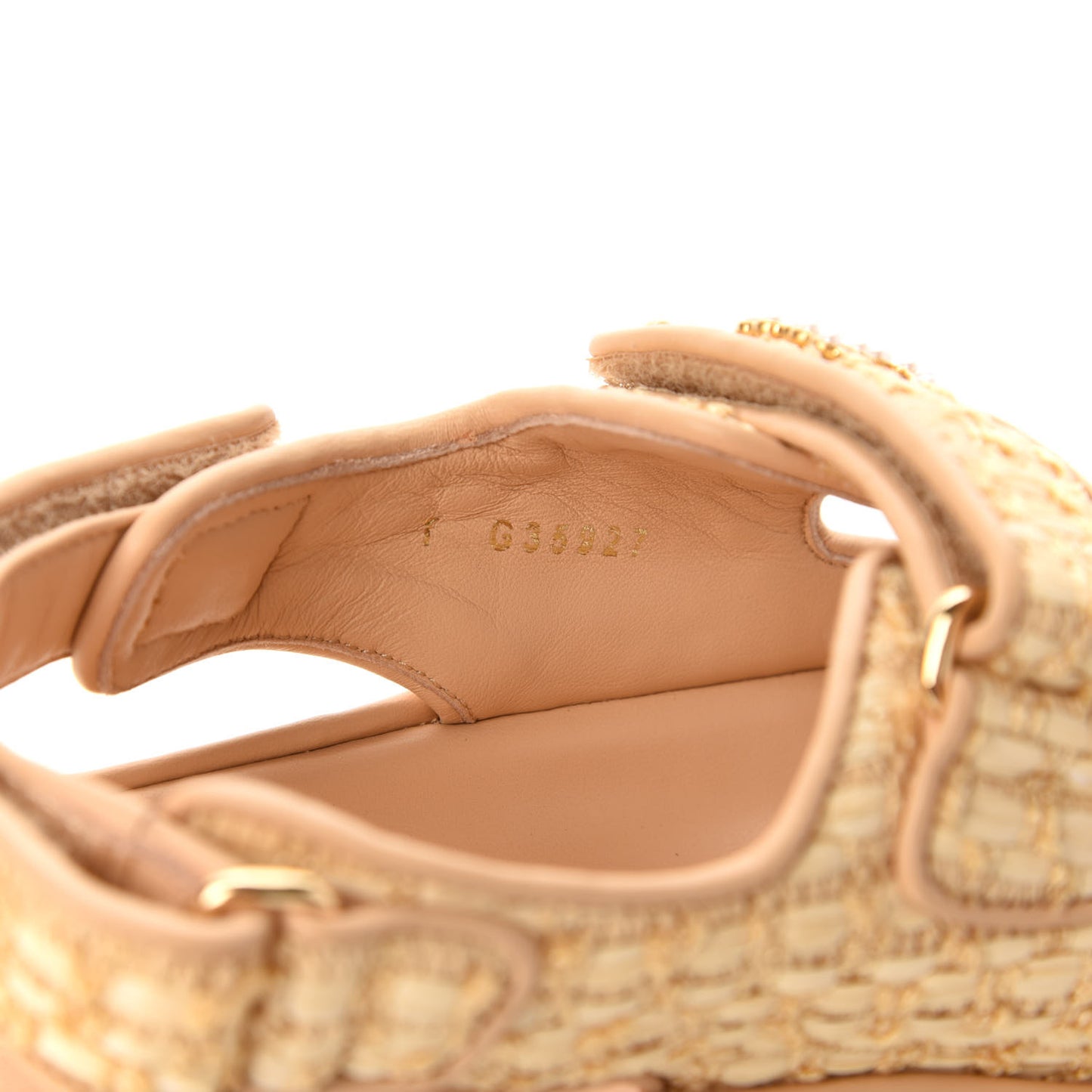 Braided Fabric Velcro Dad Sandals 36 Beige