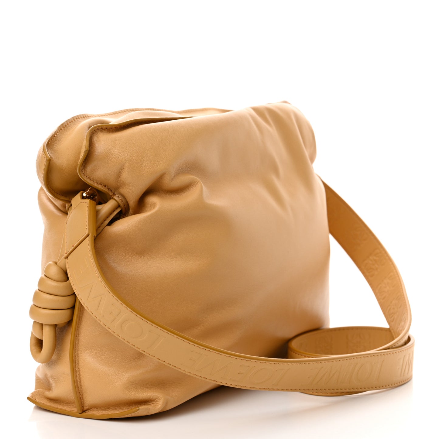 Calfskin Flamenco Puffer Knot Bag Camel