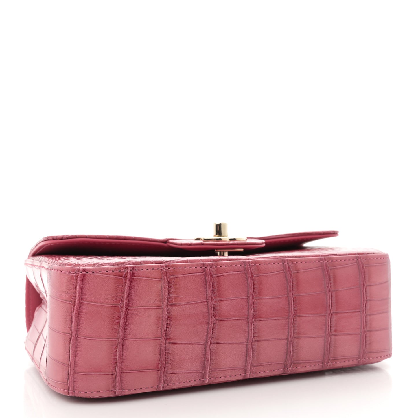 Shiny Alligator Mini Rectangular Flap Pink