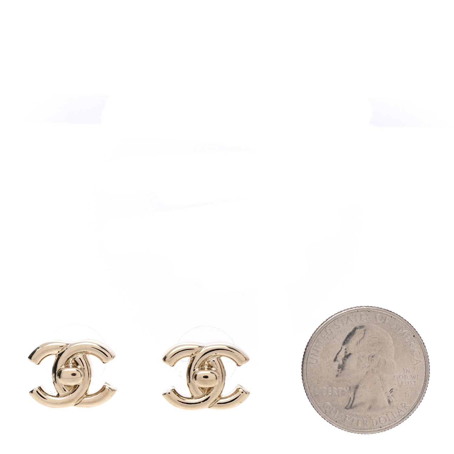 Chanel Metal CC Turnlock Earrings Gold 2 of 5