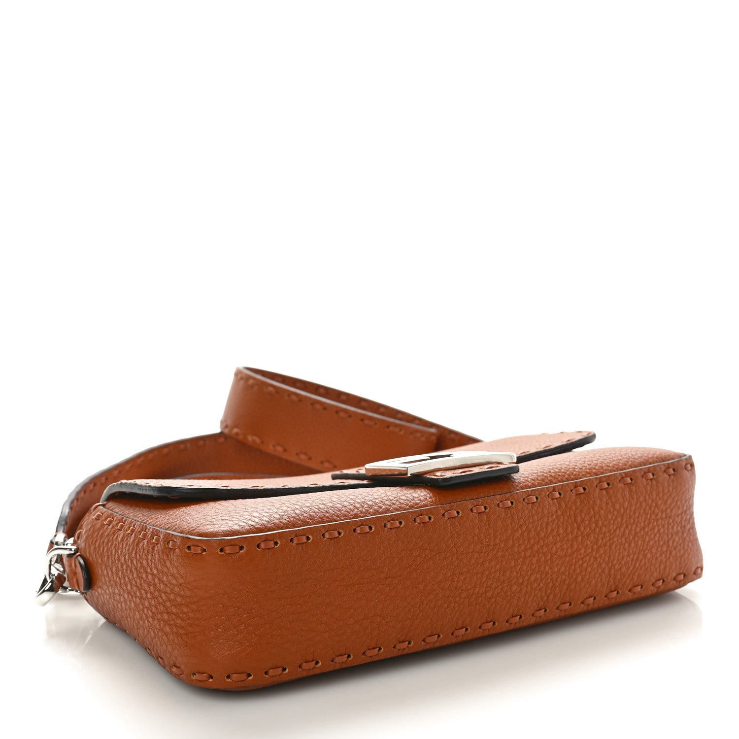Fendi Cuoio Roma Sellerissima Nappa Sintetica Tape Stitch Baguette Brandy 4 of 9