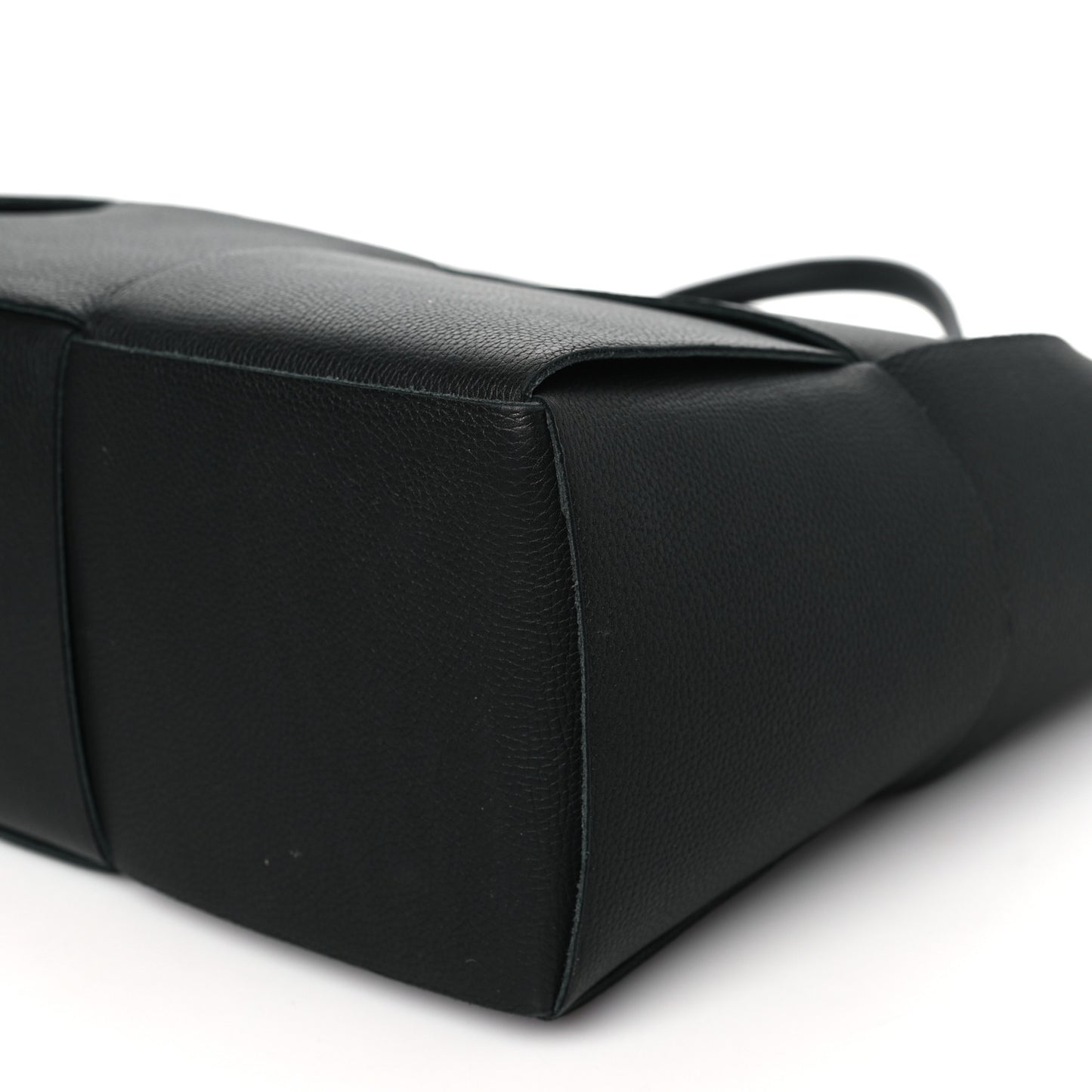 Grained Calfskin Intrecciato Small Arco Tote Black