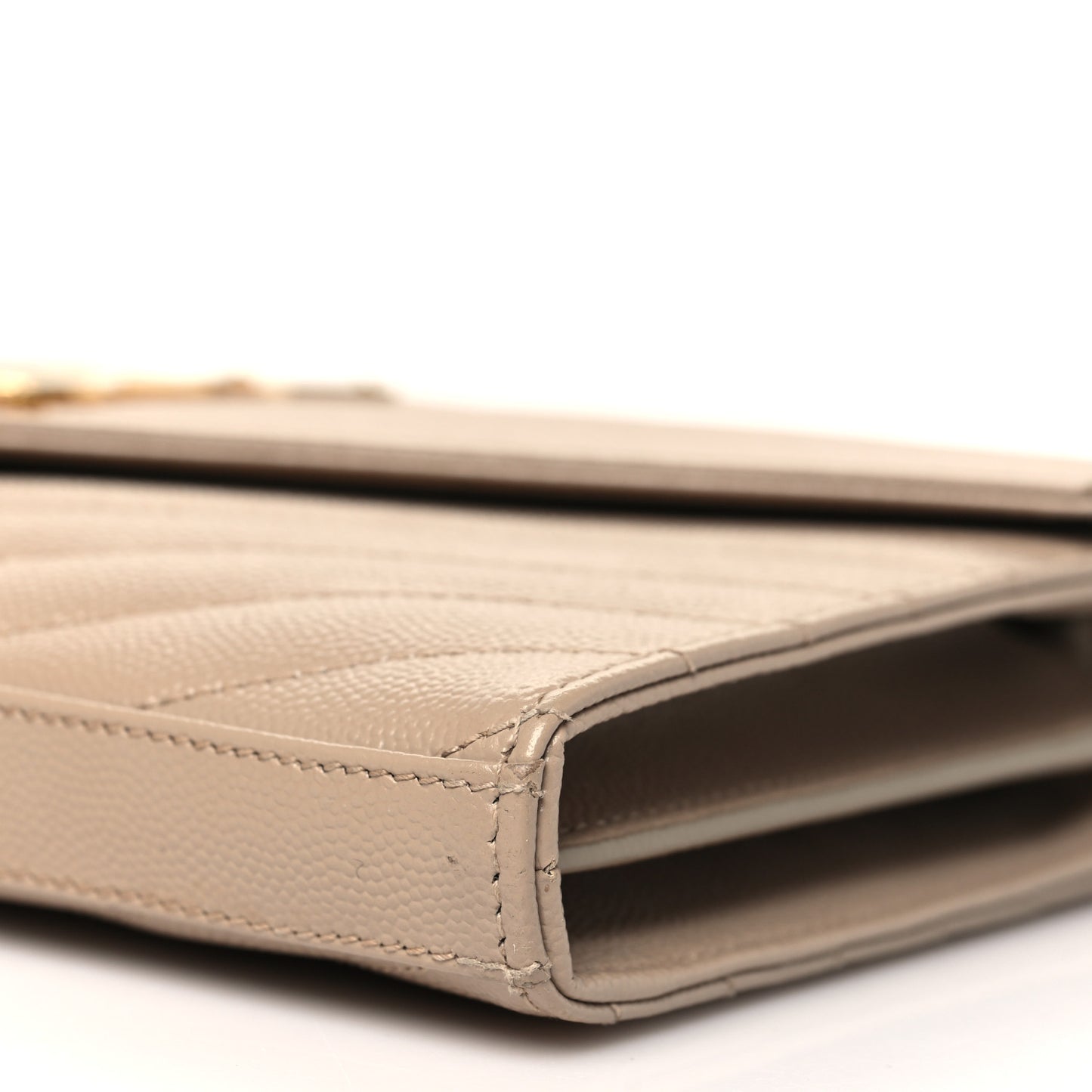 Grain De Poudre Matelasse Chevron Monogram Chain Wallet Nude Powder