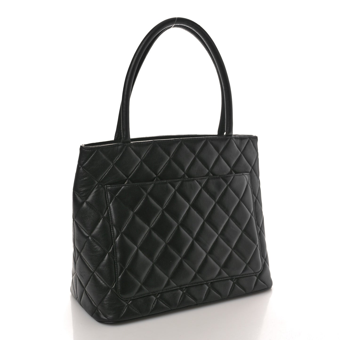 Lambskin Quilted Medallion Tote Black