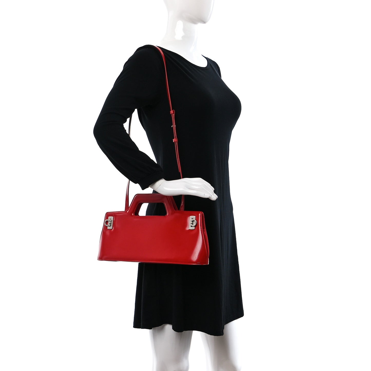 Brushed Calfskin Wanda East West Top Handle Bag Flame Red