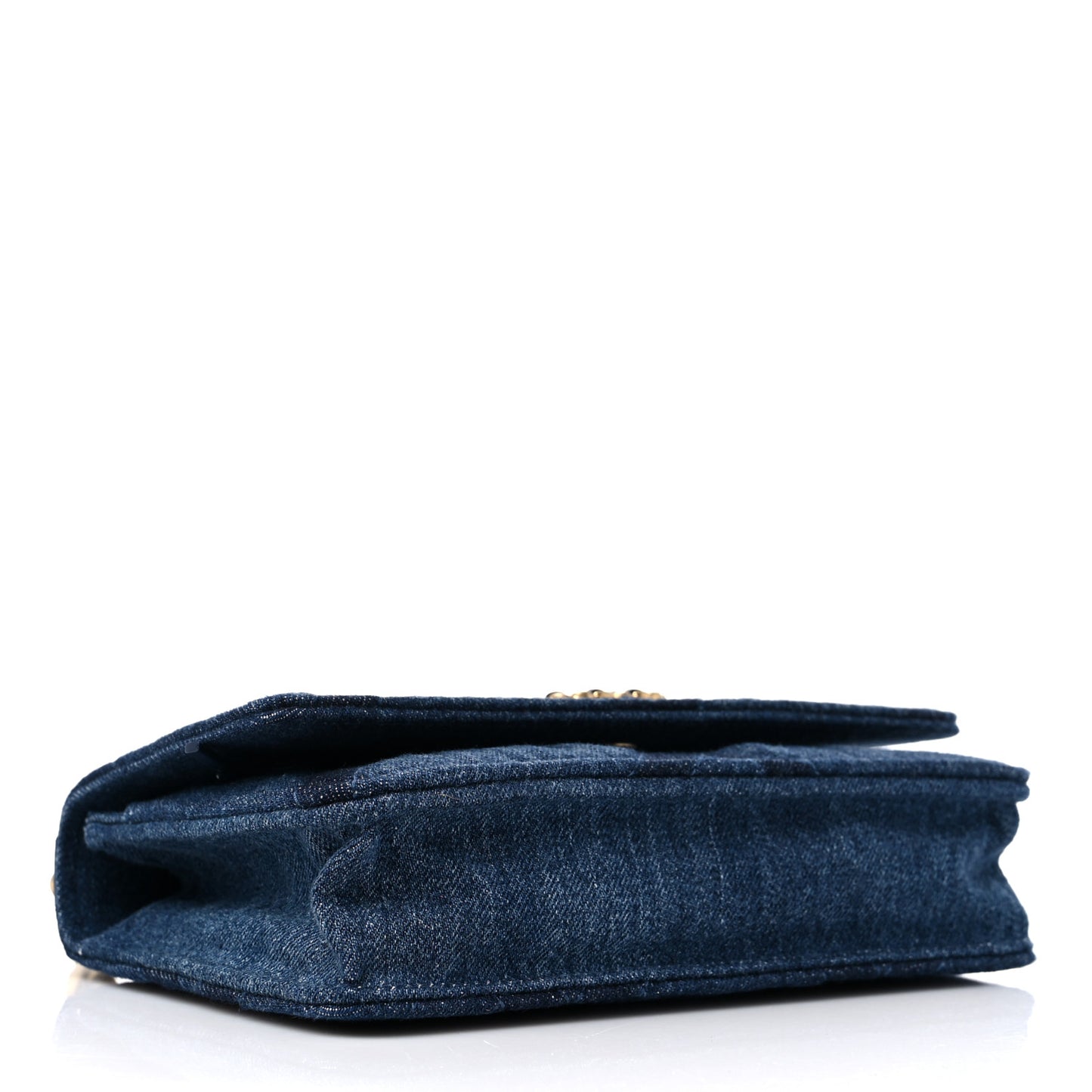 Denim Quilted Chanel 19 Wallet On Chain WOC Blue