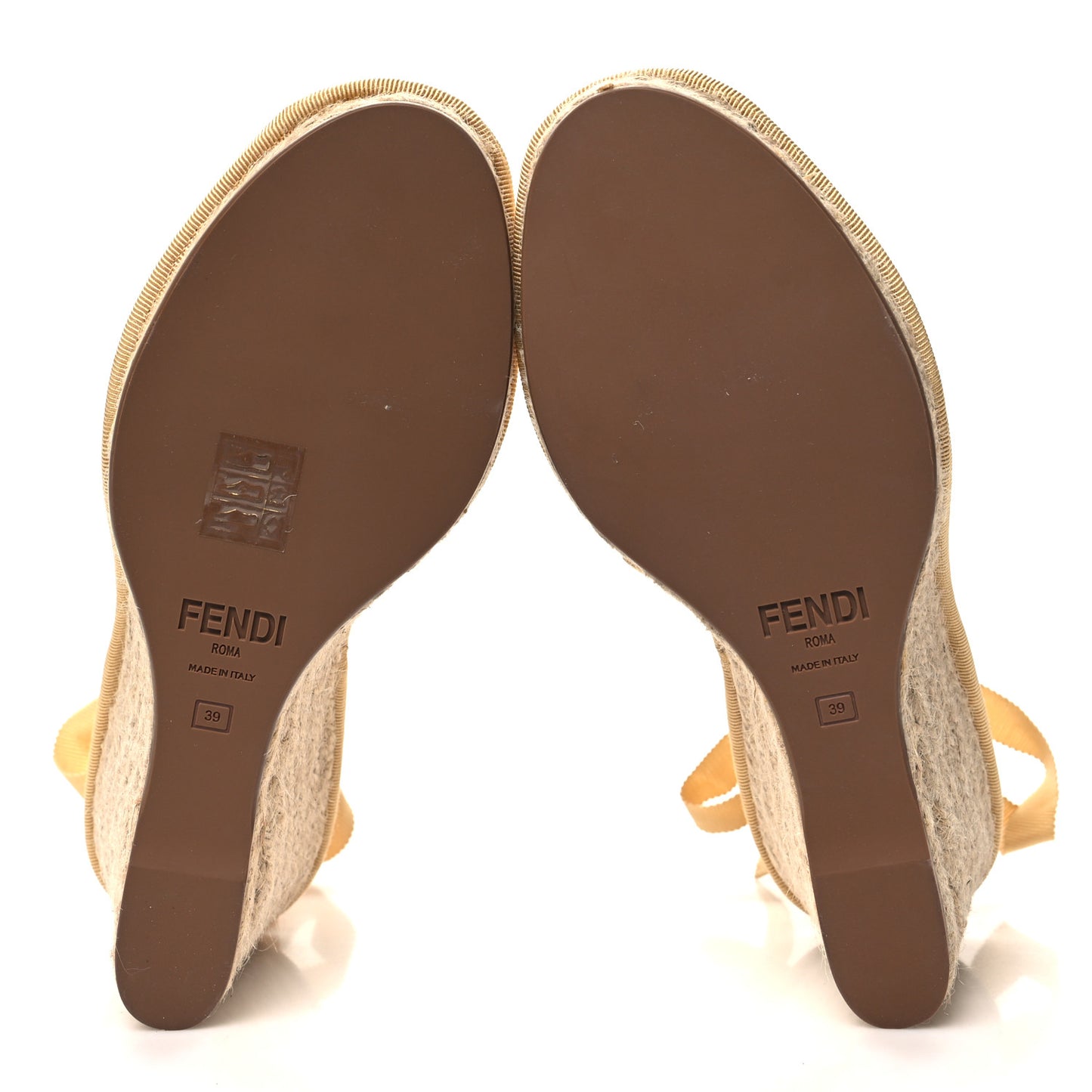 Rafia FF Embroidered Roma Ankle Wrap Espadrille Wedges 39 Natural