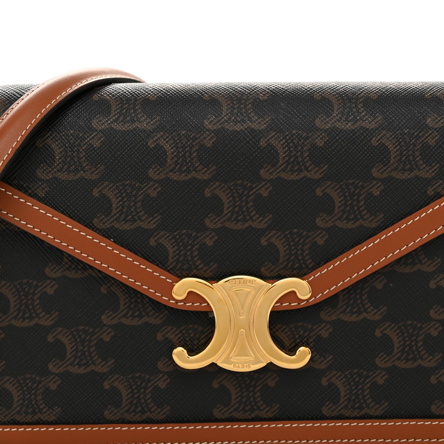 Triomphe Canvas Calfskin Margo Wallet on Chain Tan