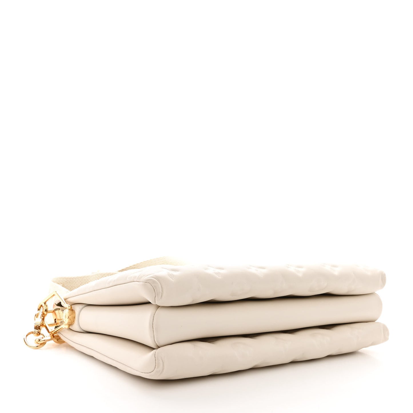 Lambskin Embossed Monogram Coussin PM Beige Cream