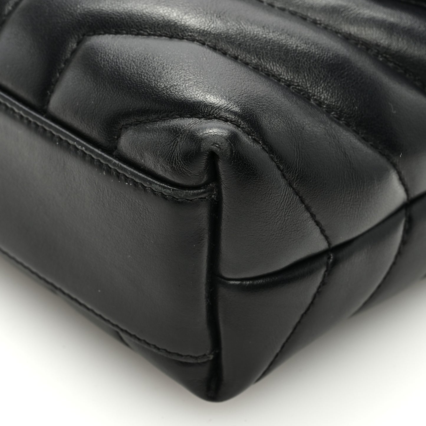 SAINT LAURENT Calfskin Y Quilted Monogram Toy Loulou Crossbody Bag Black