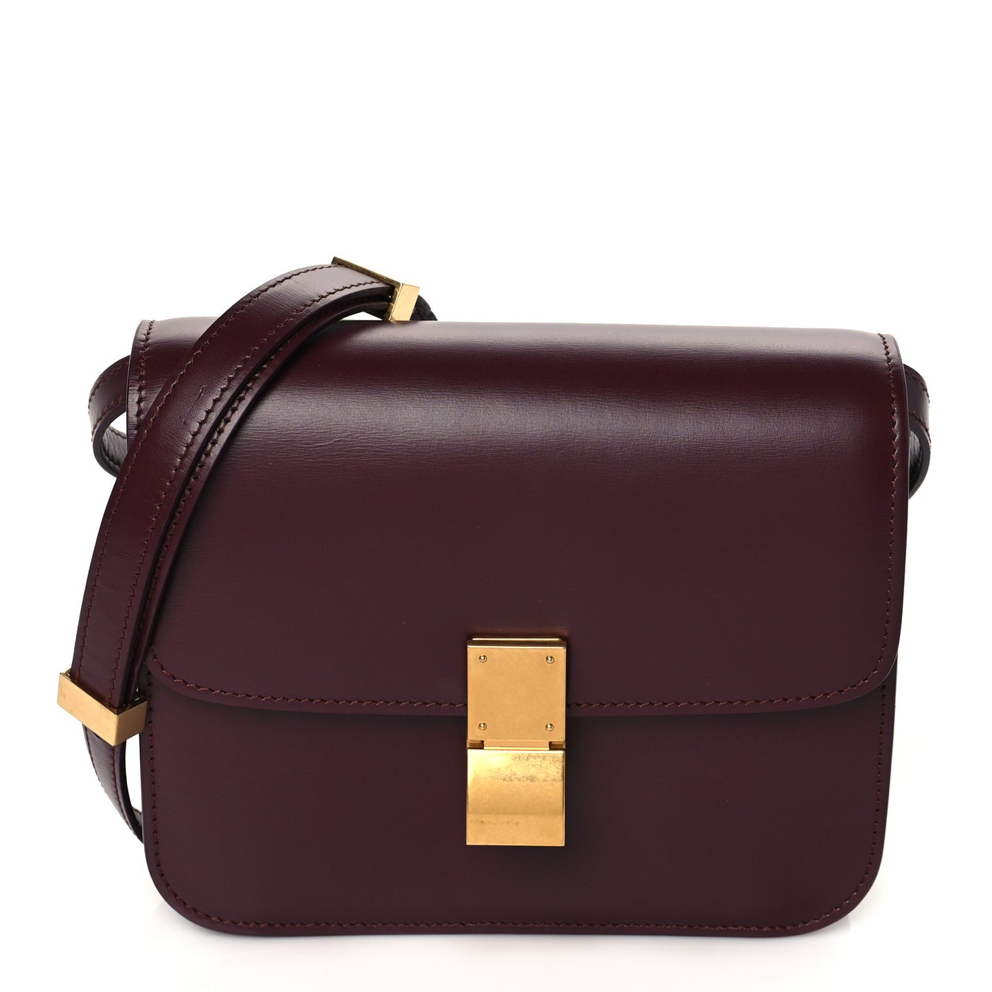 Box Calfskin Teen Classic Box Flap Bag Burgundy