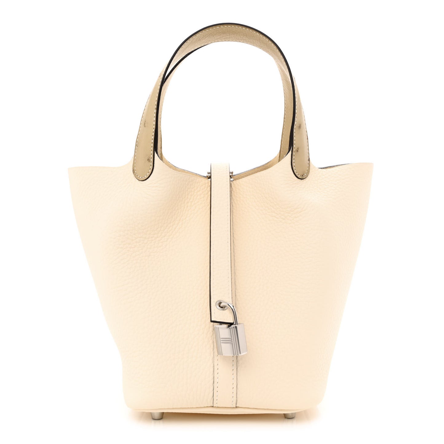 Taurillon Clemence Ostrich Touch Picotin Lock 18 PM Nata Trench