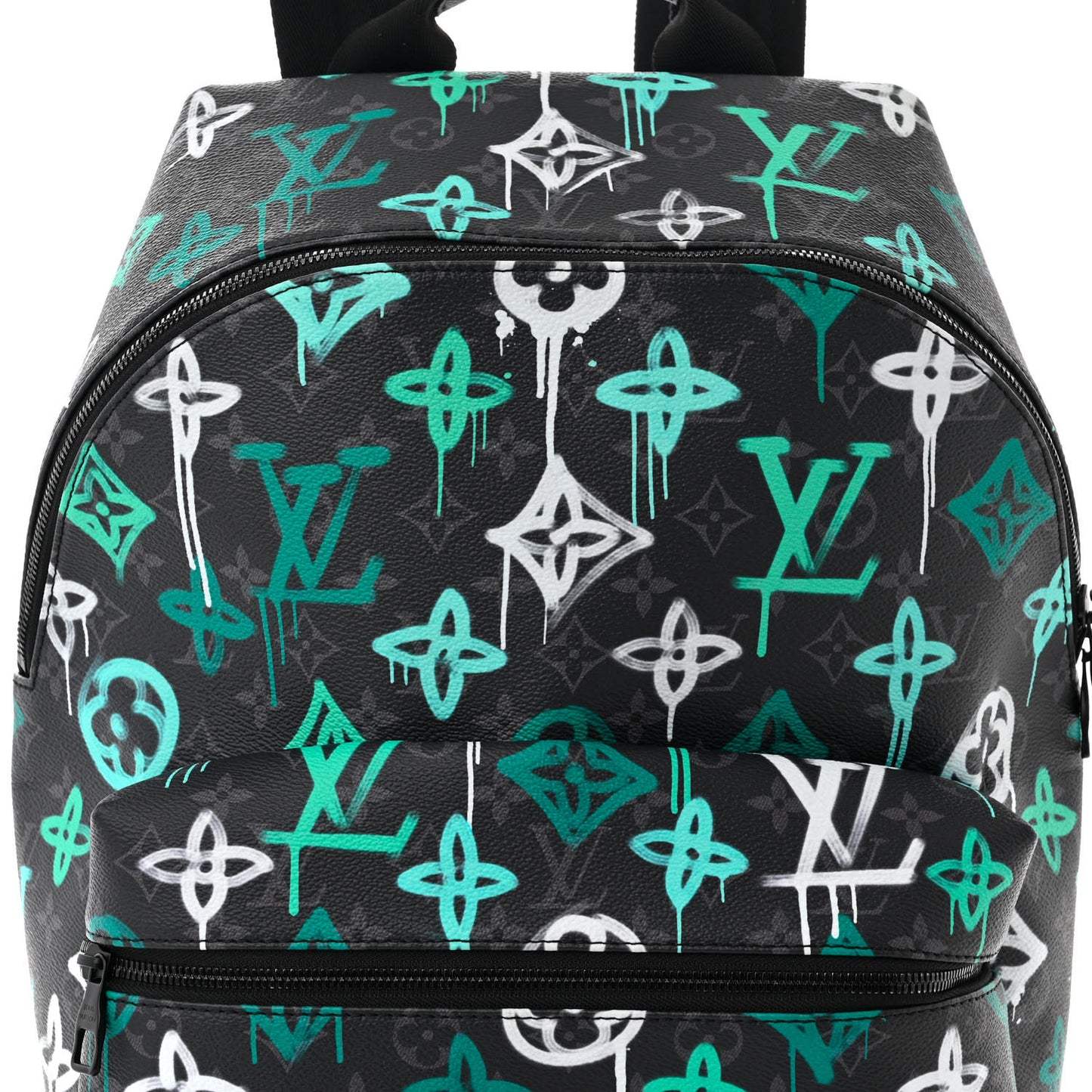 Monogram Eclipse LV Graffiti Discovery Backpack Green Lights