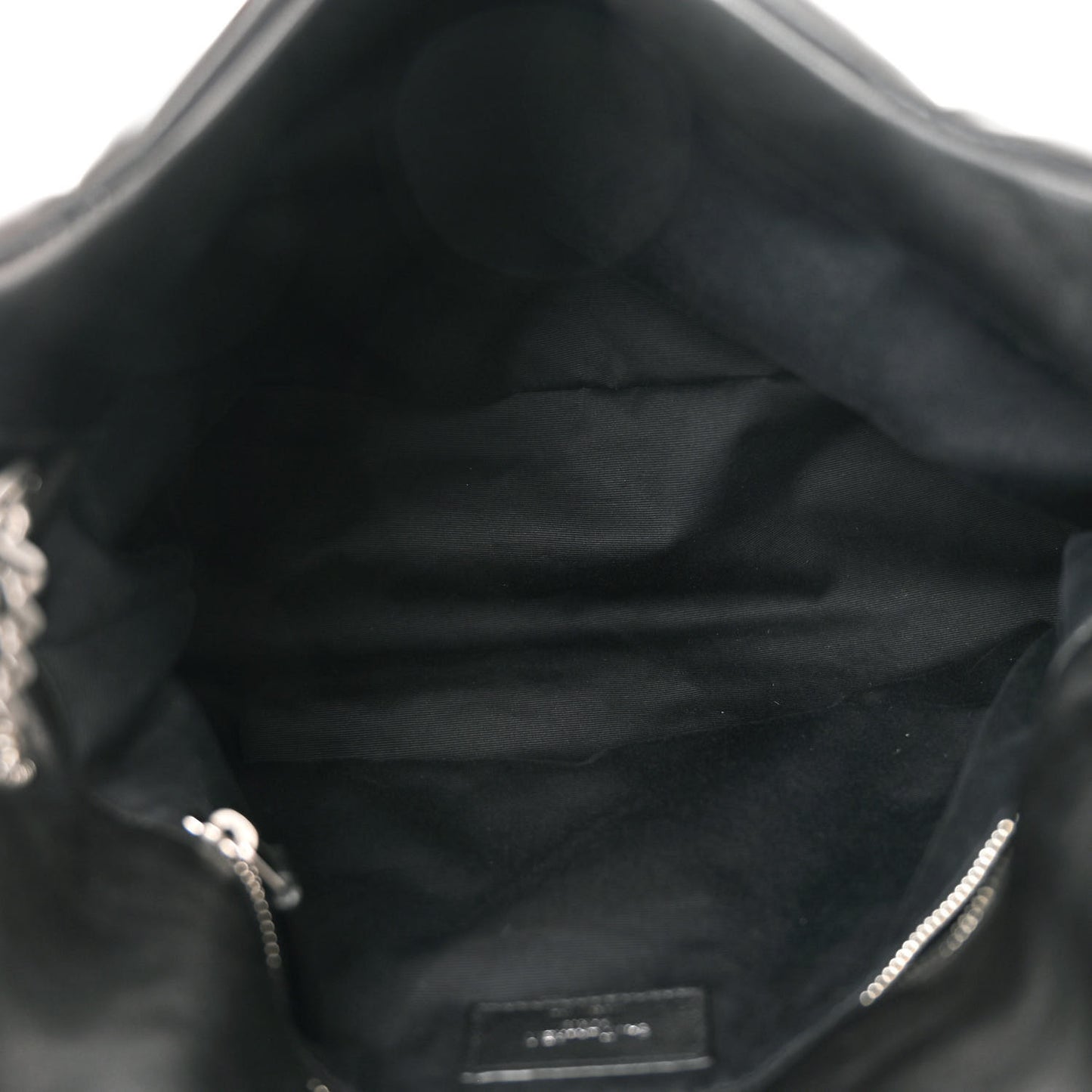 Lambskin Quilted Medium Loulou Puffer Monogram Chain Satchel Black