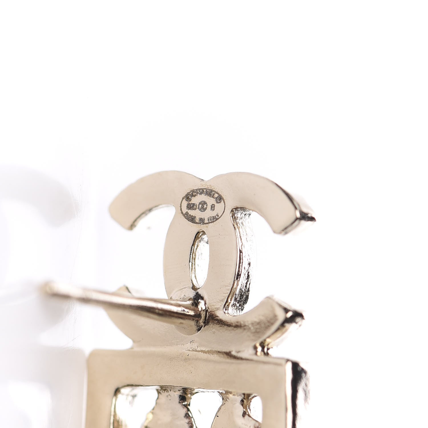 Chanel Crystal CC Sergeant Earrings Gold 4 of 5