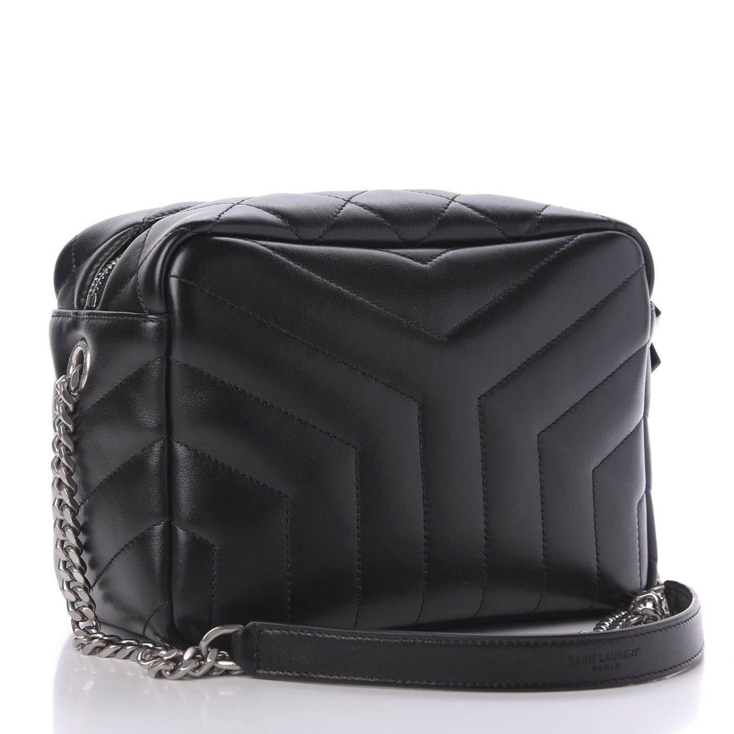 Calfskin Y Quilted Monogram Small Loulou Bowling Bag Black