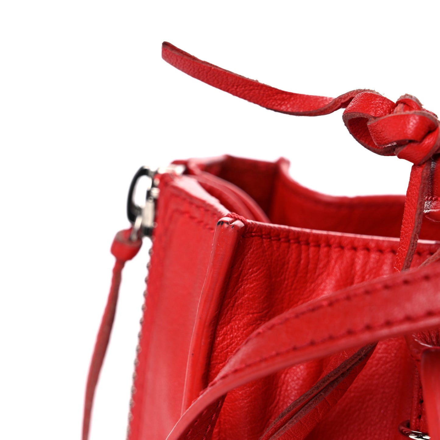 Veau Souple Papier Mini A4 Tote Rouge Cerise