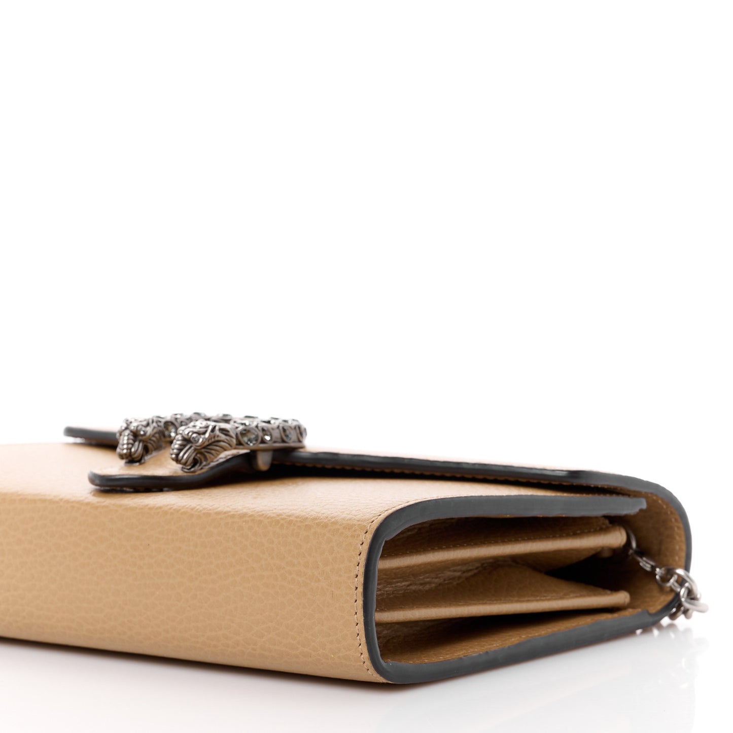 Dollar Calfskin Crystal Mini Dionysus Chain Wallet Natural Tan Black Diamond