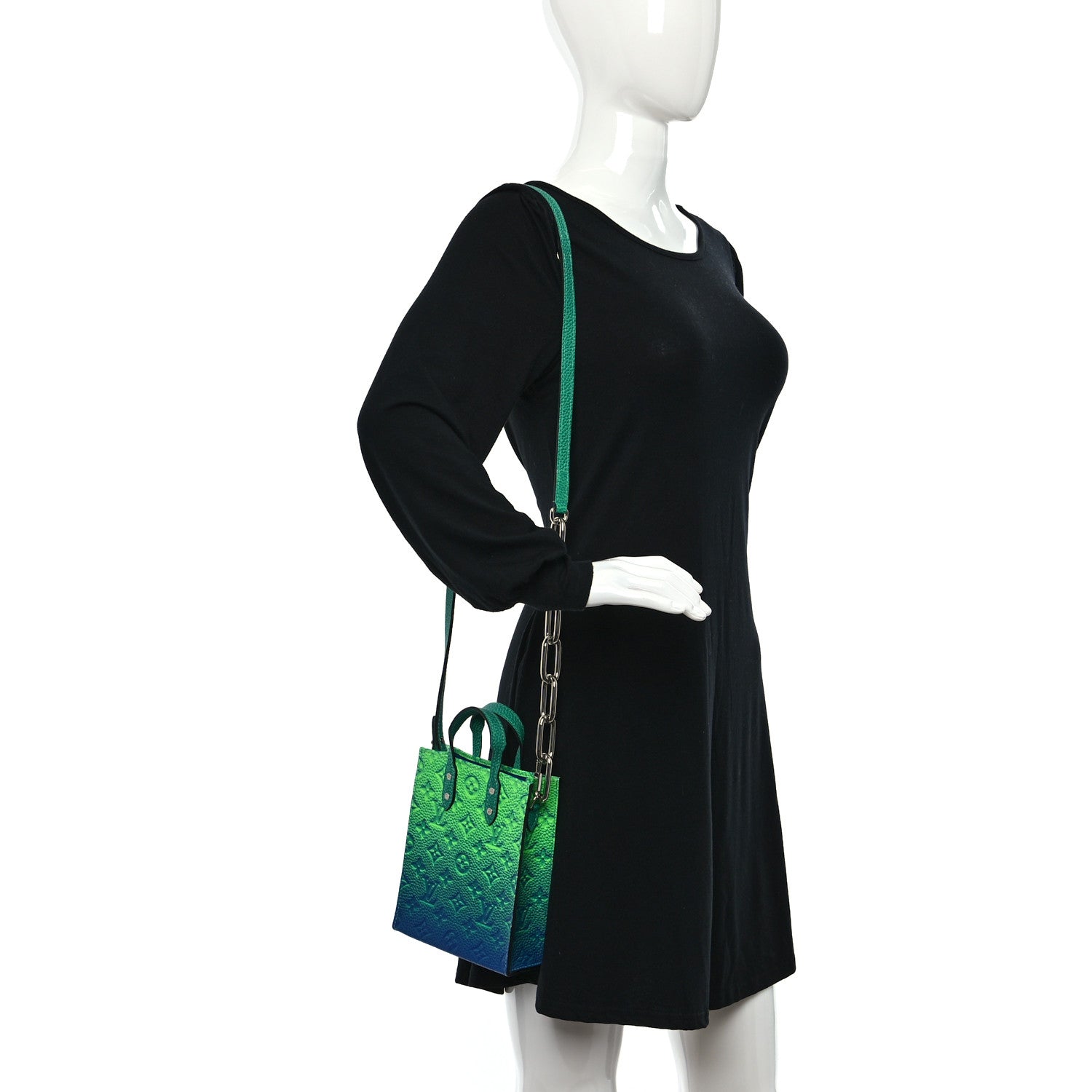 Louis Vuitton Taurillon Illusion Sac Plat XS Bleu Vert 2 of 9