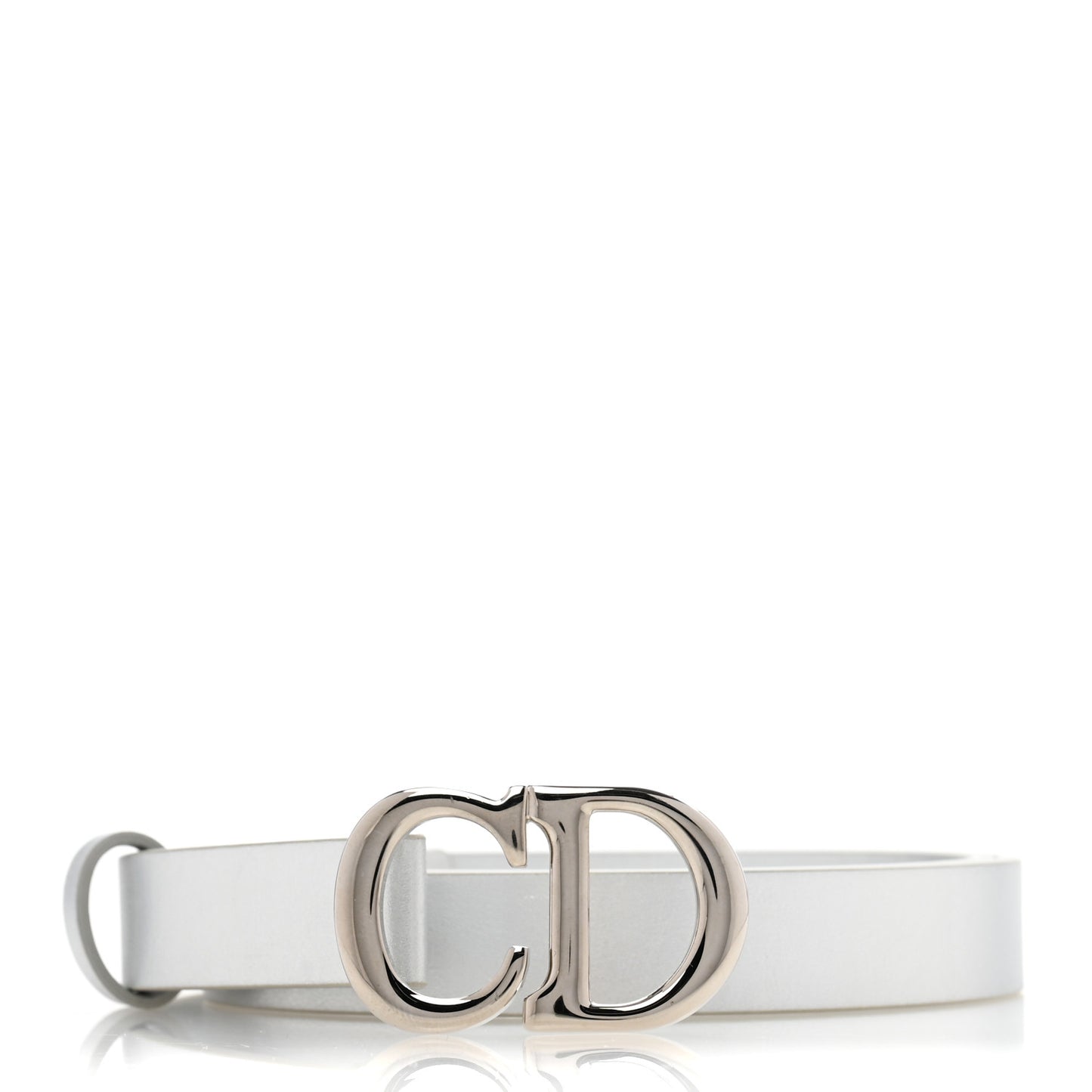 Metallic Calfskin Saddle Belt 80 32 Silver