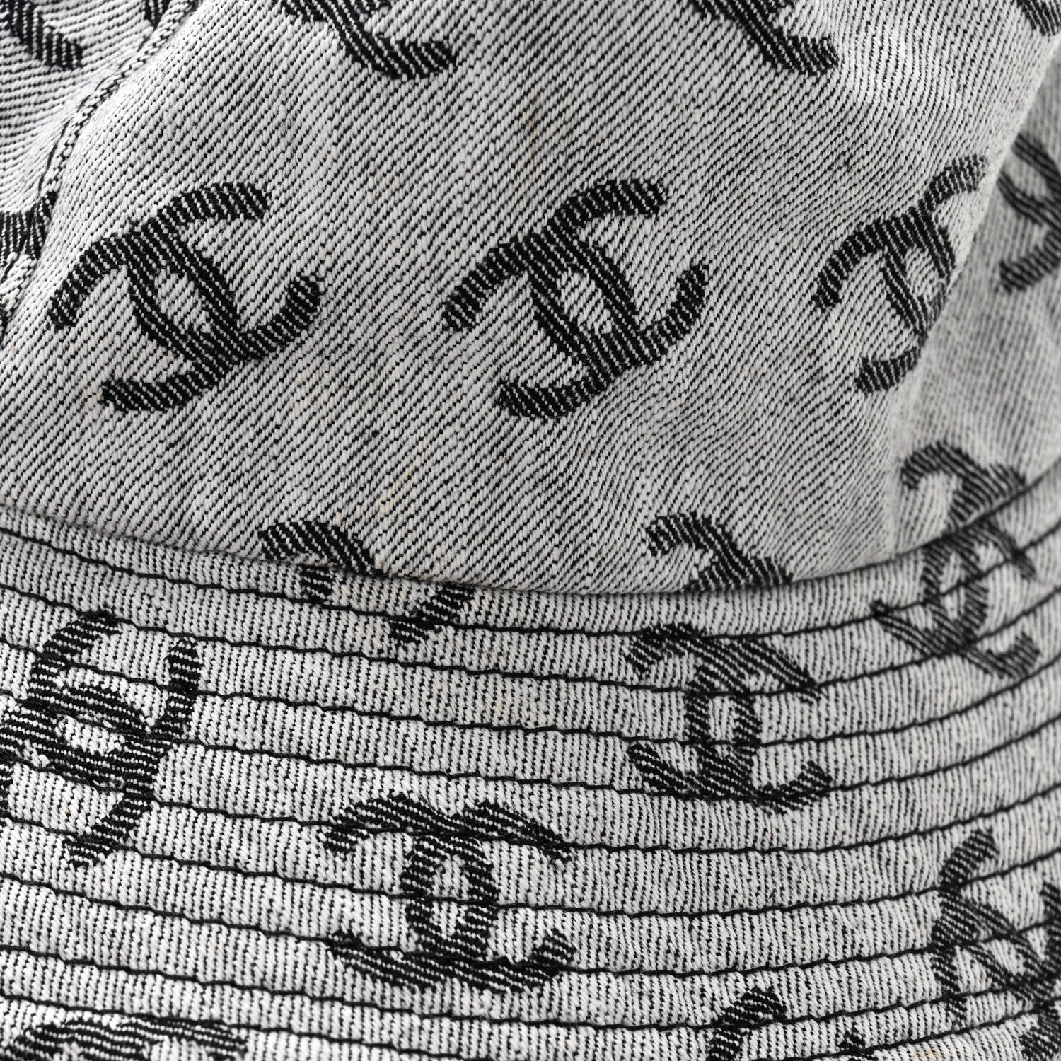 Chanel Denim CC Bucket Hat M White Black 10 of 11