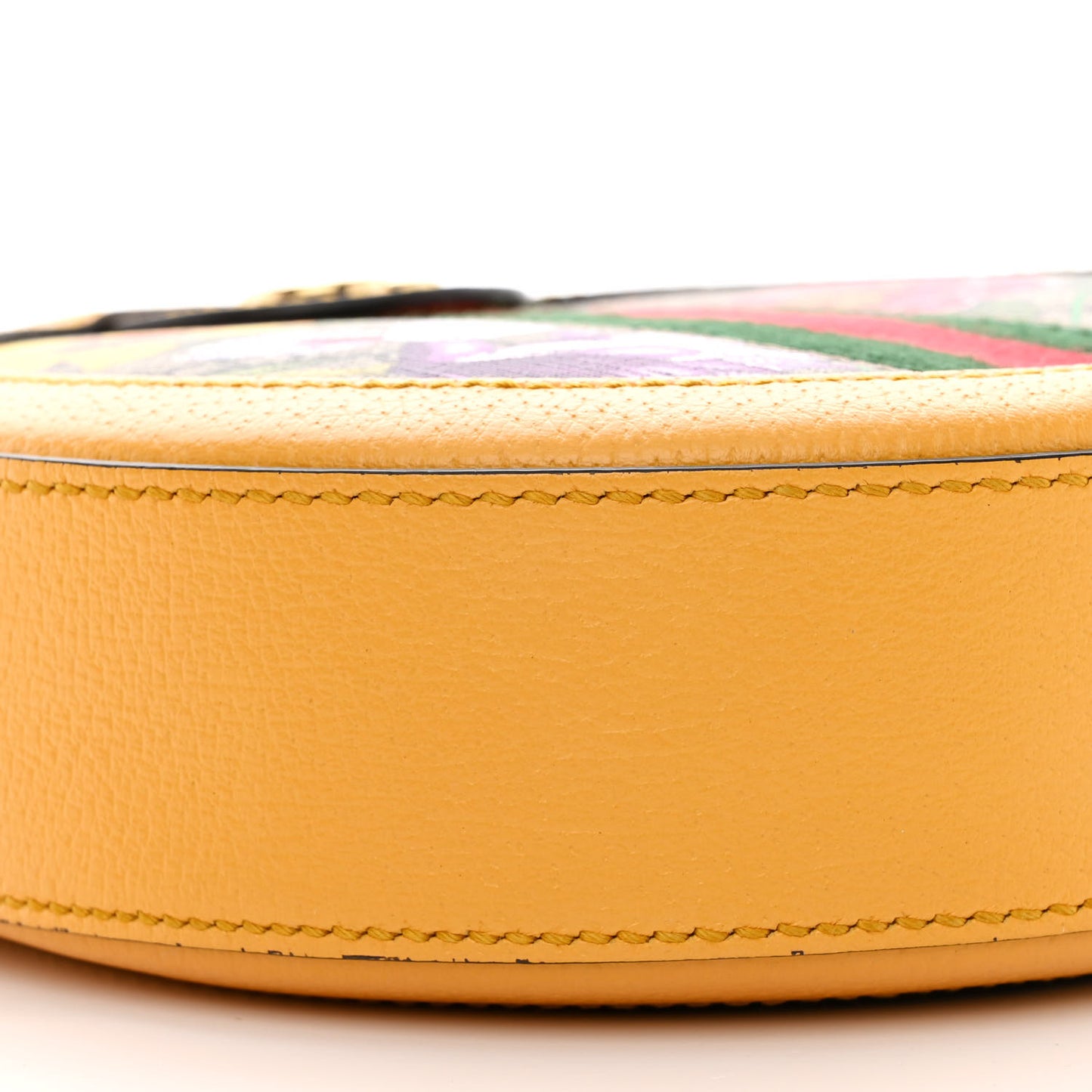 GG Supreme Monogram Flora Web Mini Ophidia Round Shoulder Bag Beige Multicolor Crop