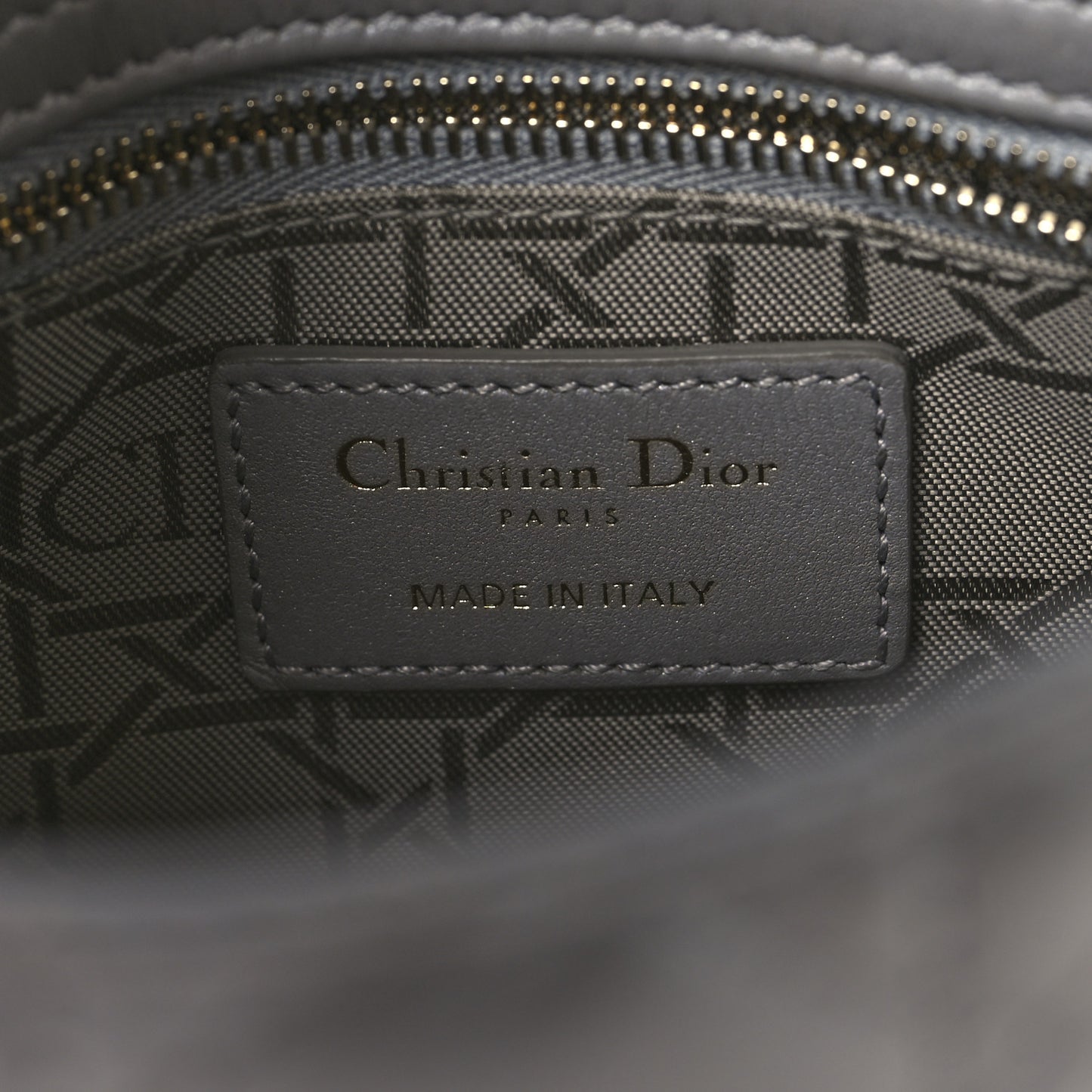 Metallic Lambskin Cannage Mini Lady Dior Grey