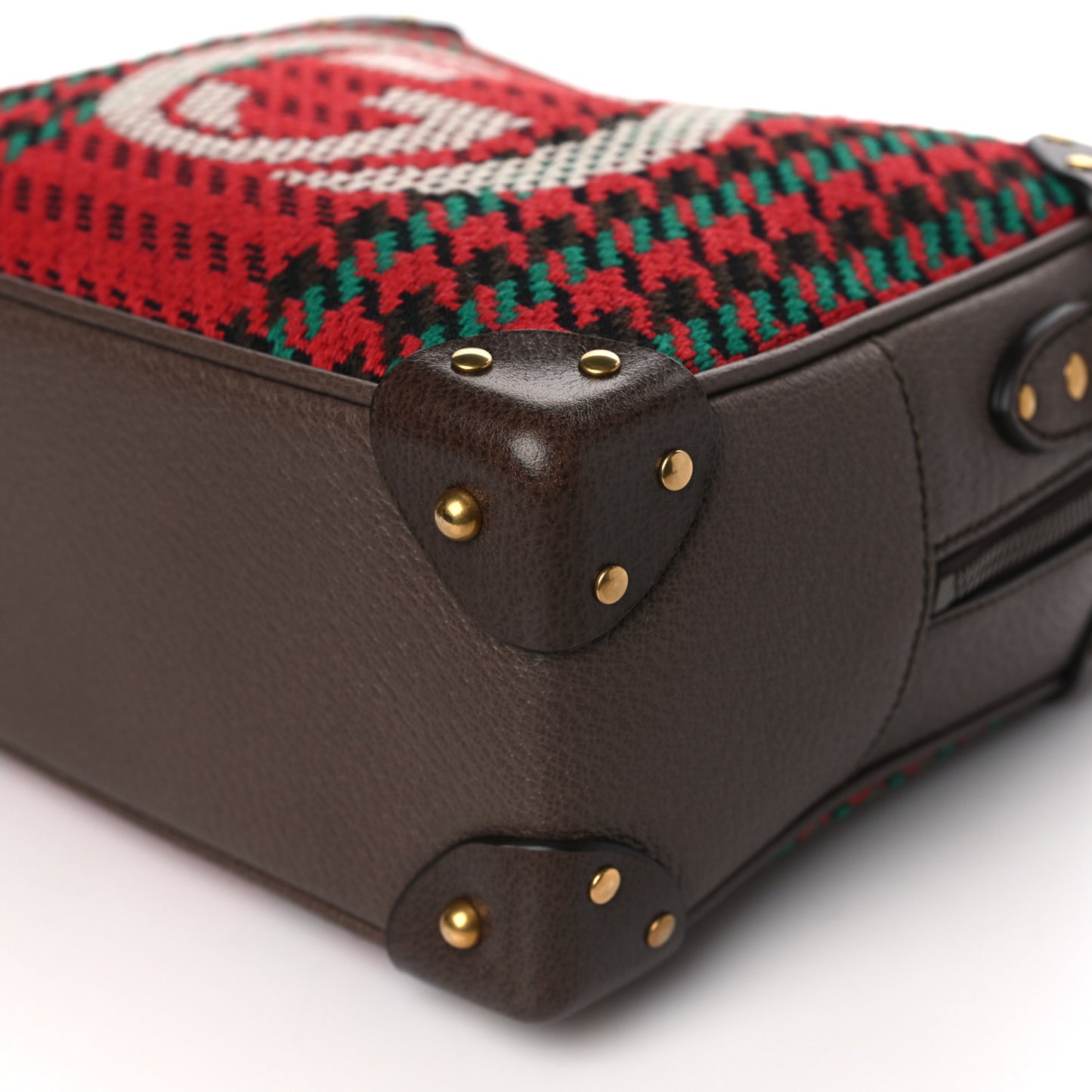 Cotton Wool Textured Calfskin Houndstooth Woven Square Messenger Bag Red Green Ivory Multicolor New Acero