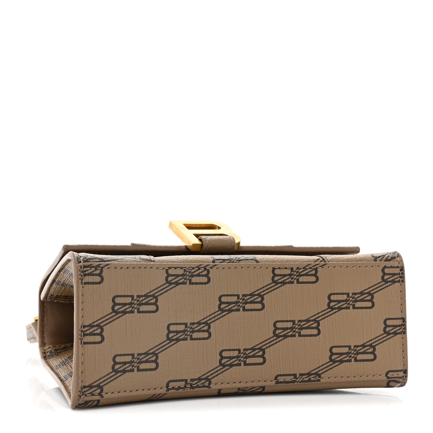Balenciaga Coated Canvas BB Monogram Hourglass Top Handle Bag XS Beige Brown 3 of 11