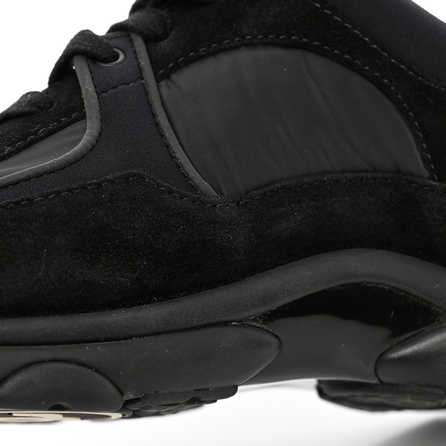 Fabric Calfskin Suede CC Sneakers 36 Black