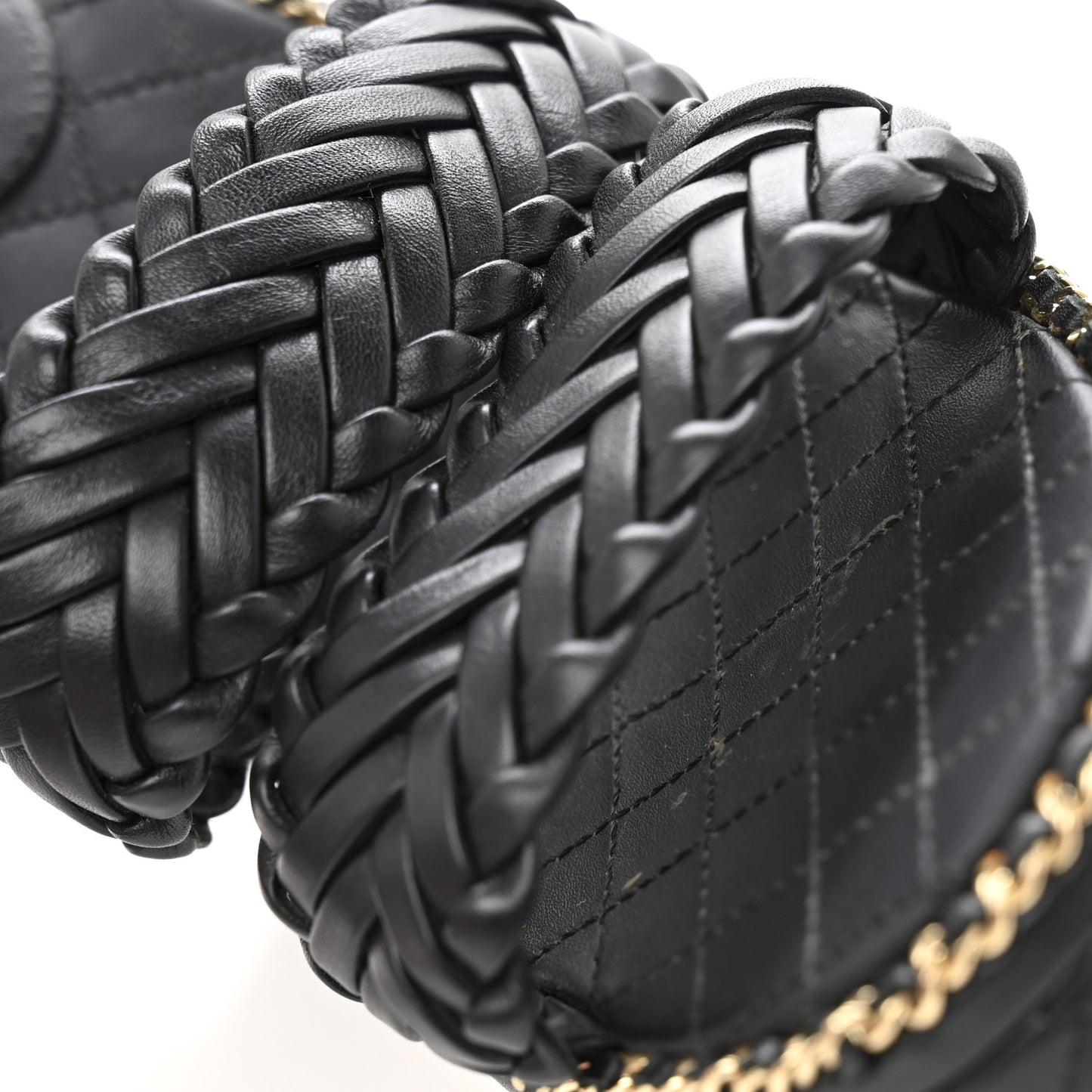 Calfskin Quilted Chain Around Wedge Sandals 37 Black