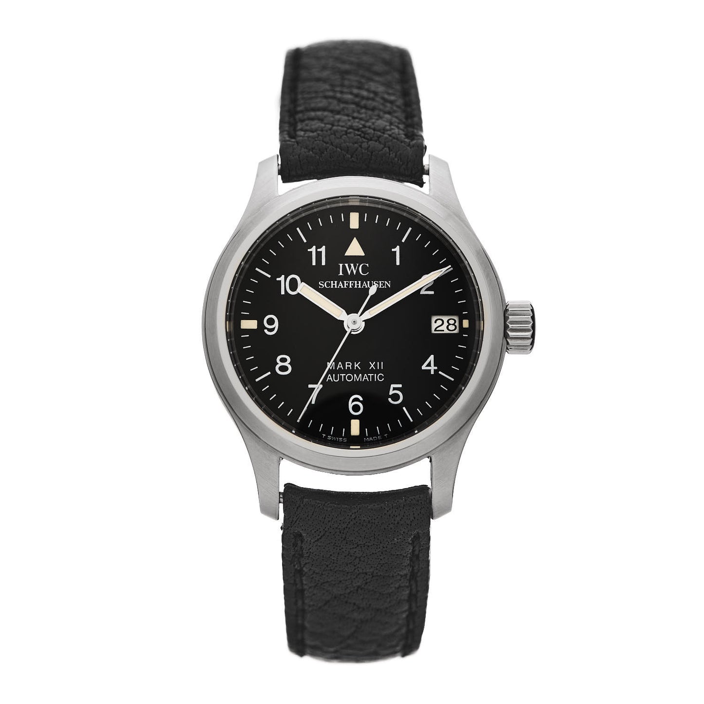Stainless Steel Calfskin 28mm Schaffhausen Mark XIII Lady Automatic Watch Black IW4421