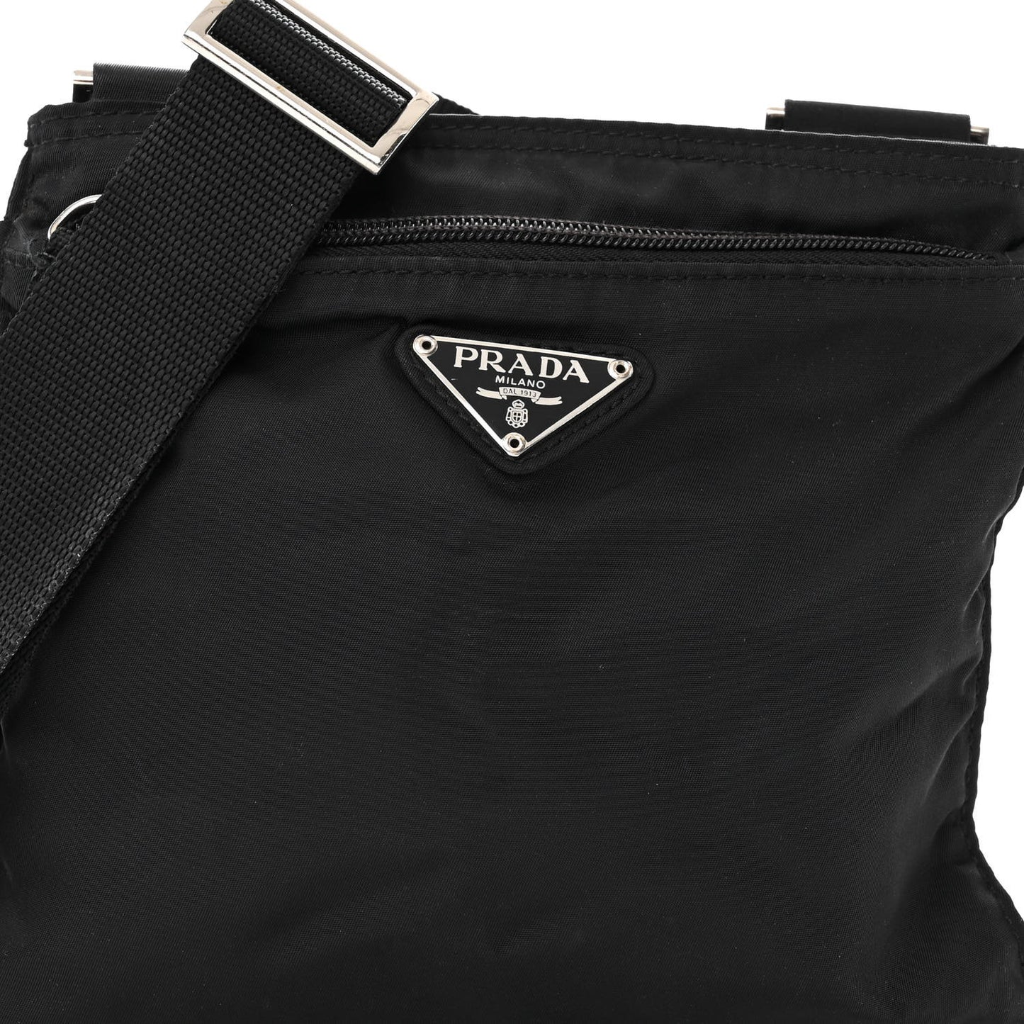 Nylon Saffiano Flat Messenger Bag Black