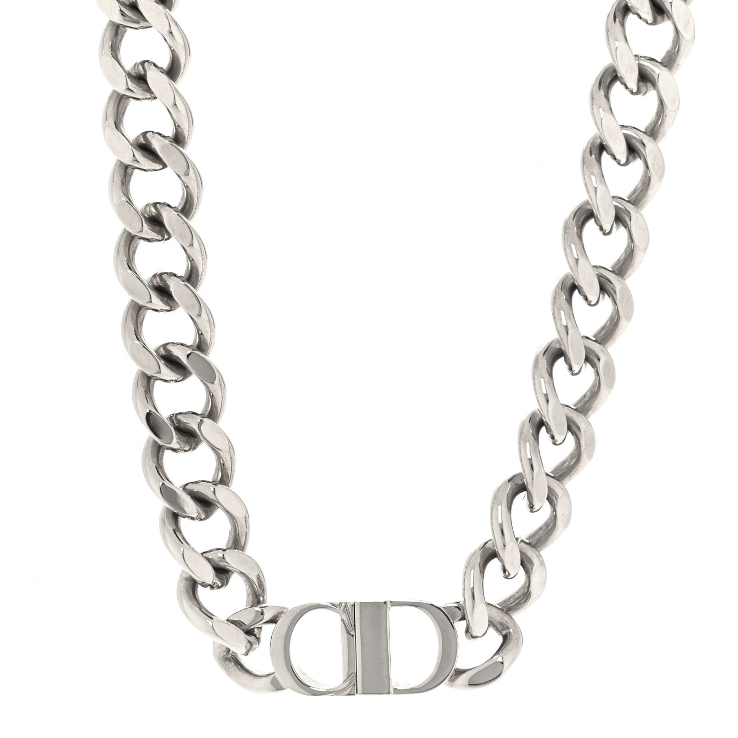 Brass CD Icon Chain Link Necklace Silver