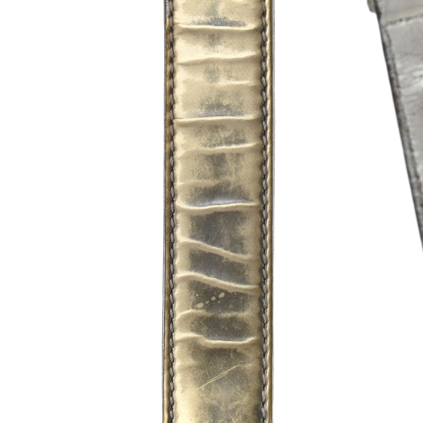 Metallic Patent Calfskin Quilted Medium Boy Flap Silver