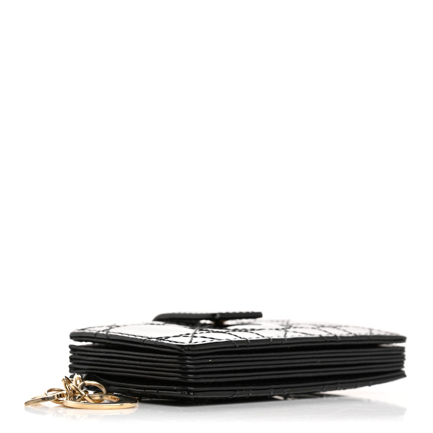 Patent Cannage Lady Dior 5-Gusset Card Holder Black