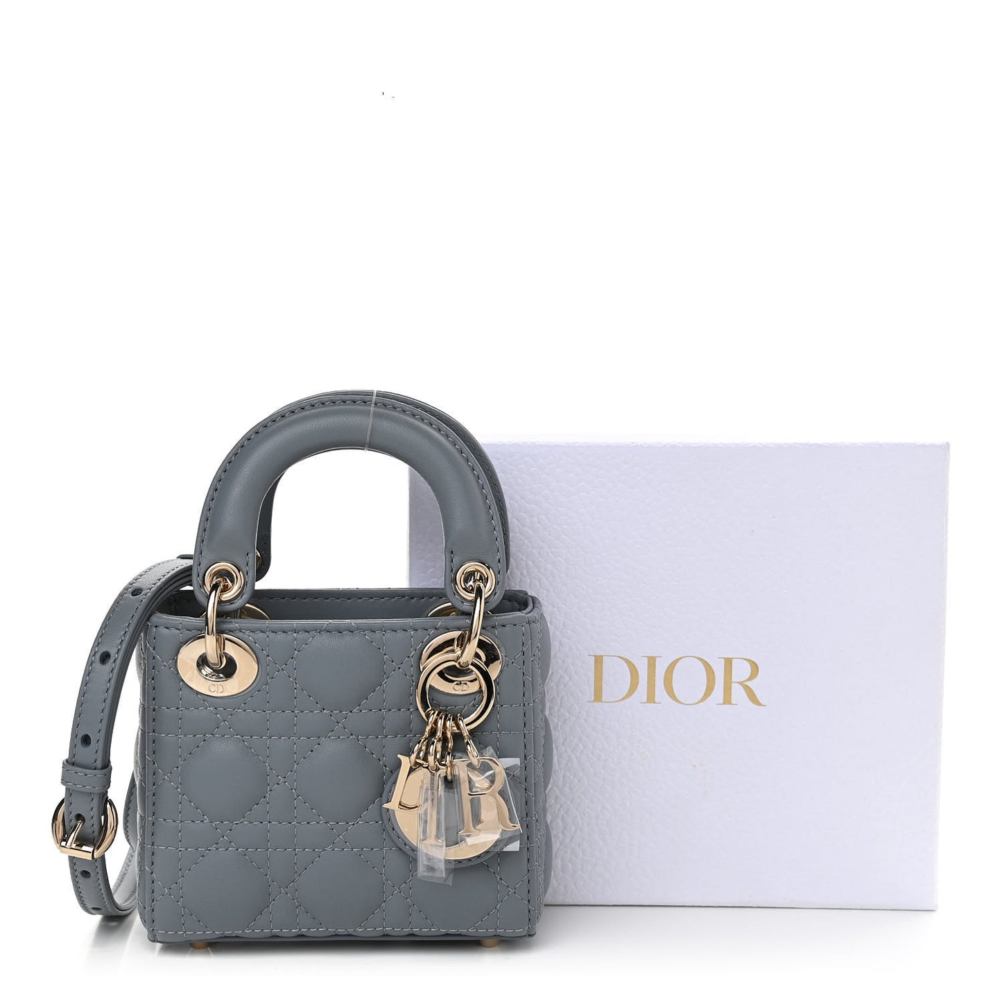Lambskin Cannage Micro Lady Dior Cloud Blue