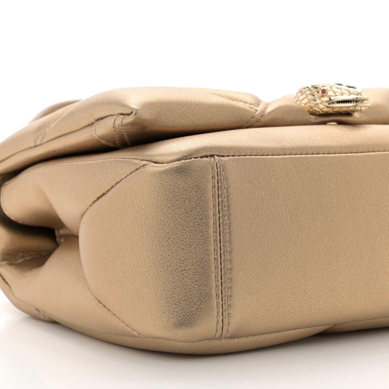 Bulgari Metallic Calfskin Matelasse Mini Serpenti Cabochon Crossbody Bag Gold 9 of 11