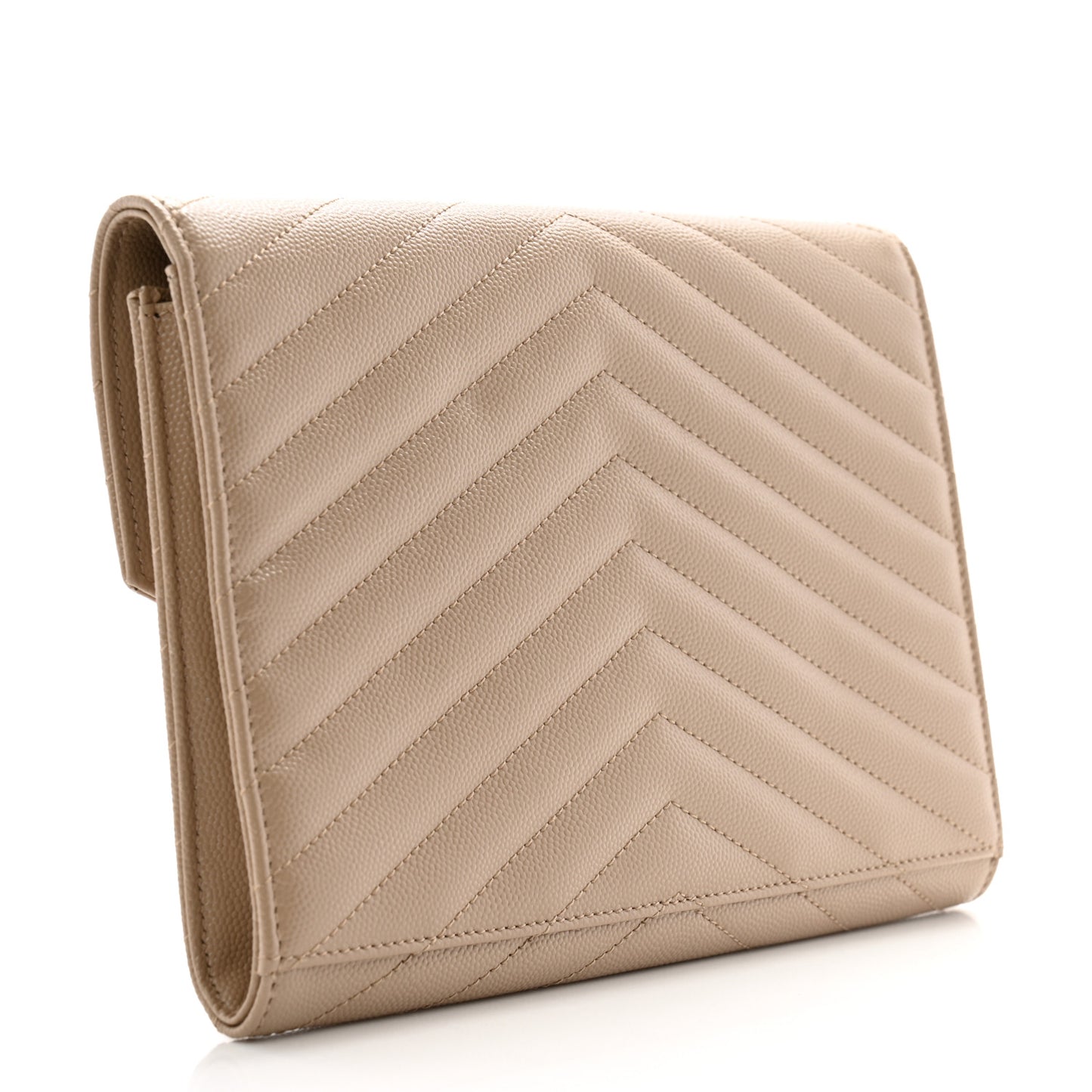 Grain De Poudre Matelasse Chevron Monogram Envelope Clutch Dark Beige
