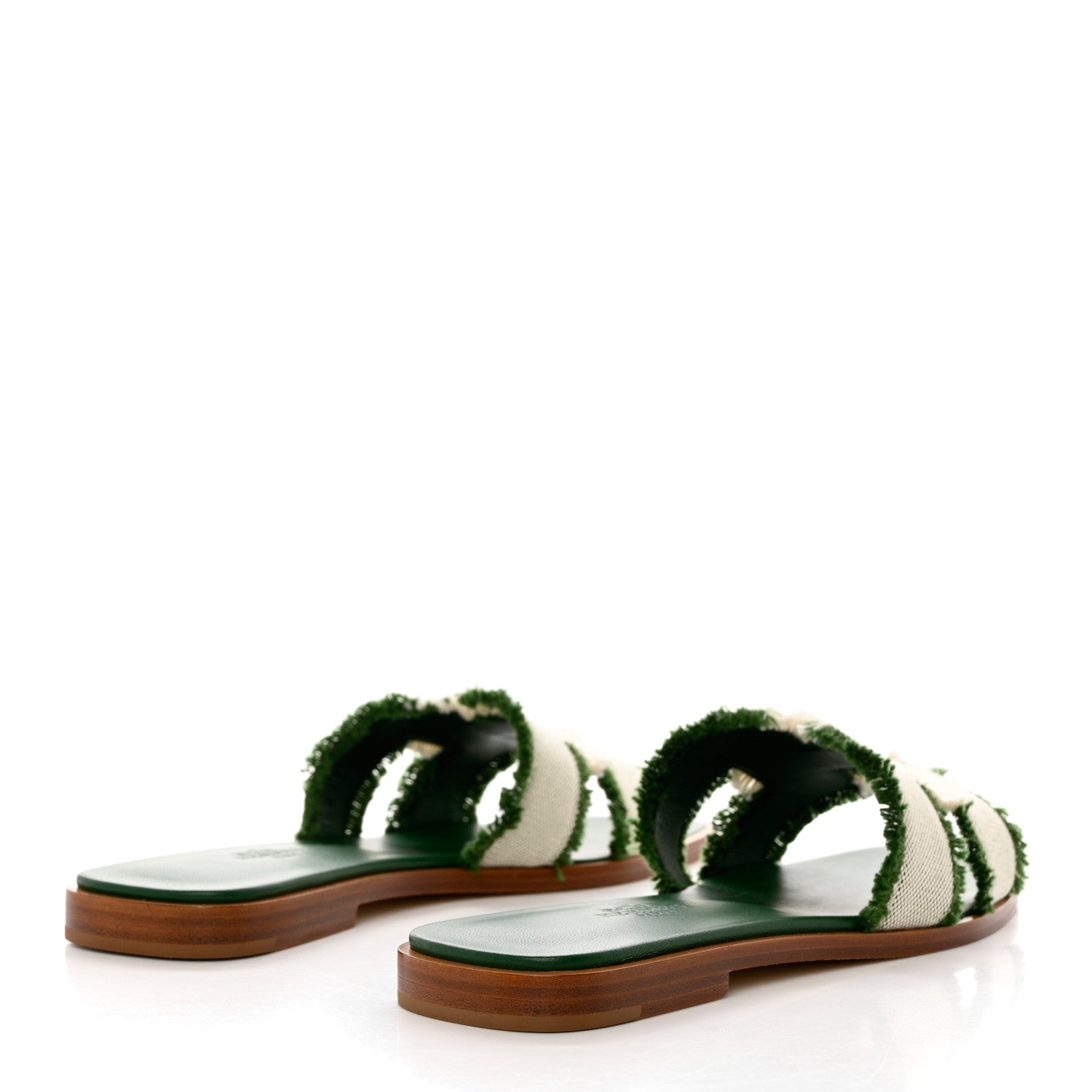 Hermes Toile H Oran Fringe Sandals 36 Vert 4 of 9