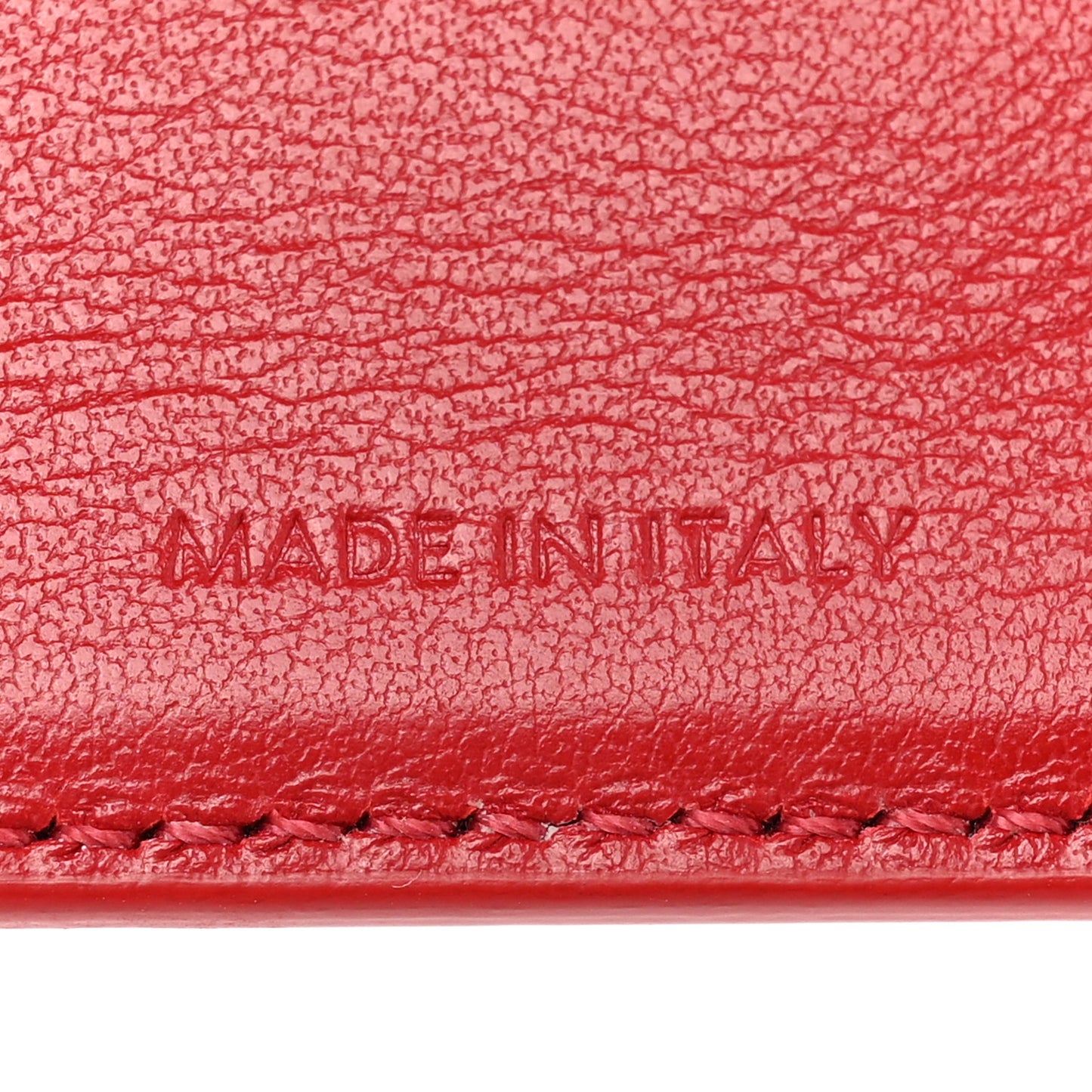 Grained Calfskin Small Multifunction Folded Wallet Red