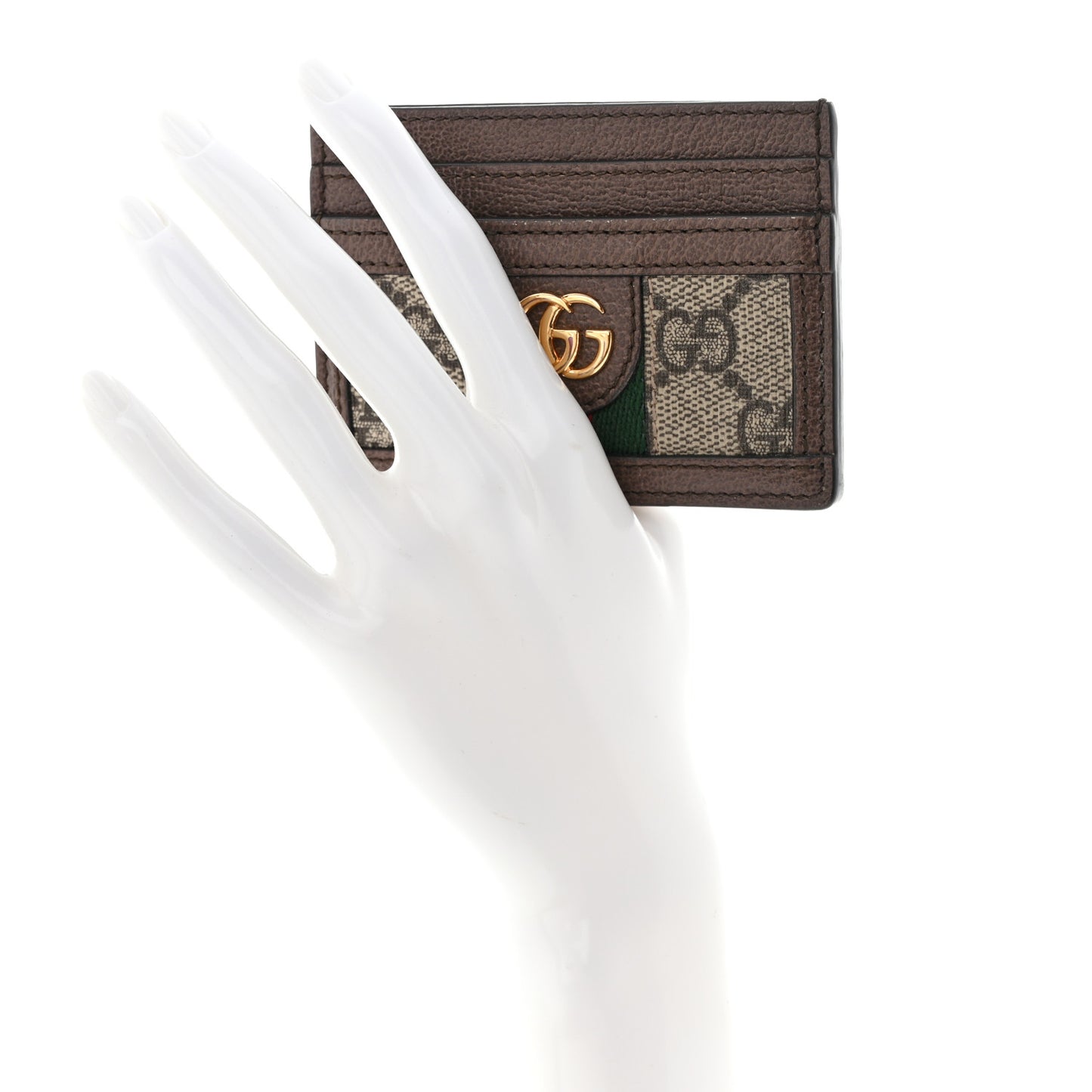 GG Supreme Monogram Ophidia Card Holder Brown