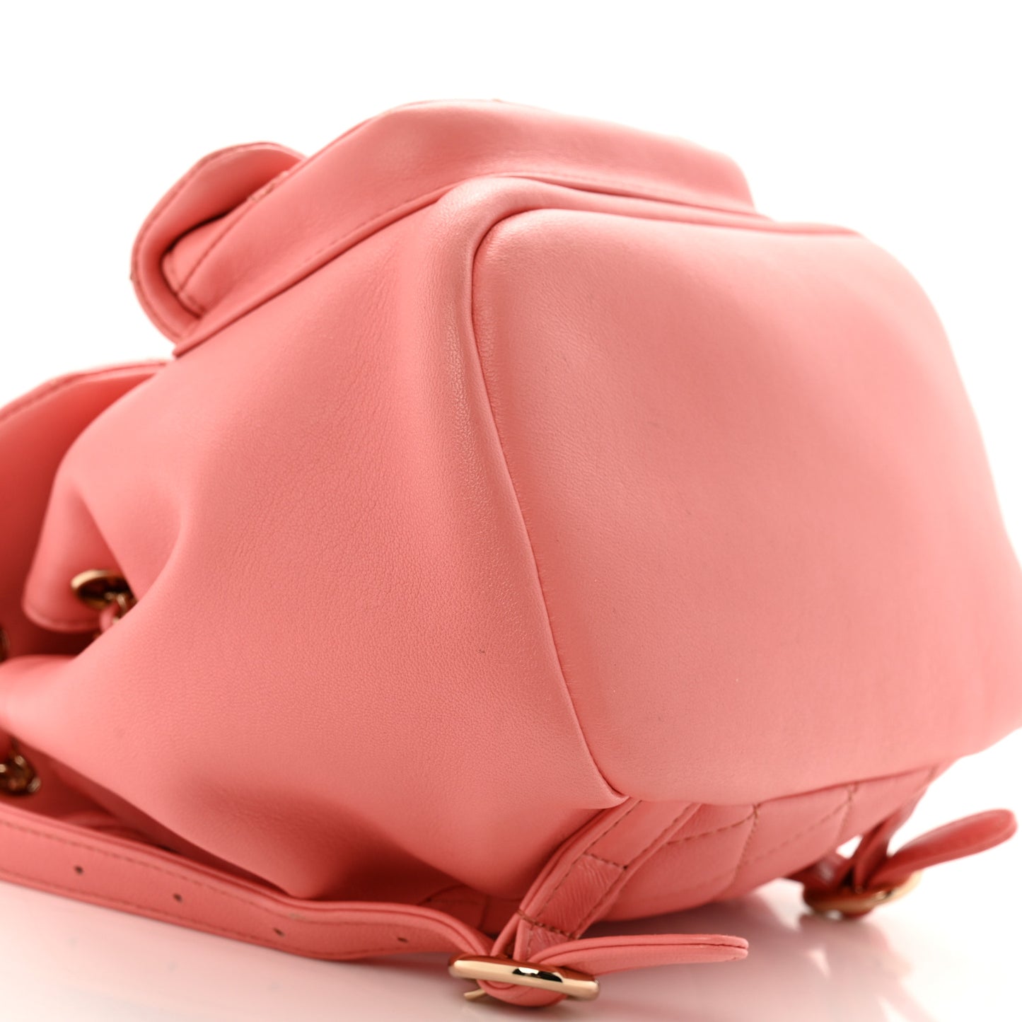 Lambskin Quilted Small Duma Drawstring Backpack Pink