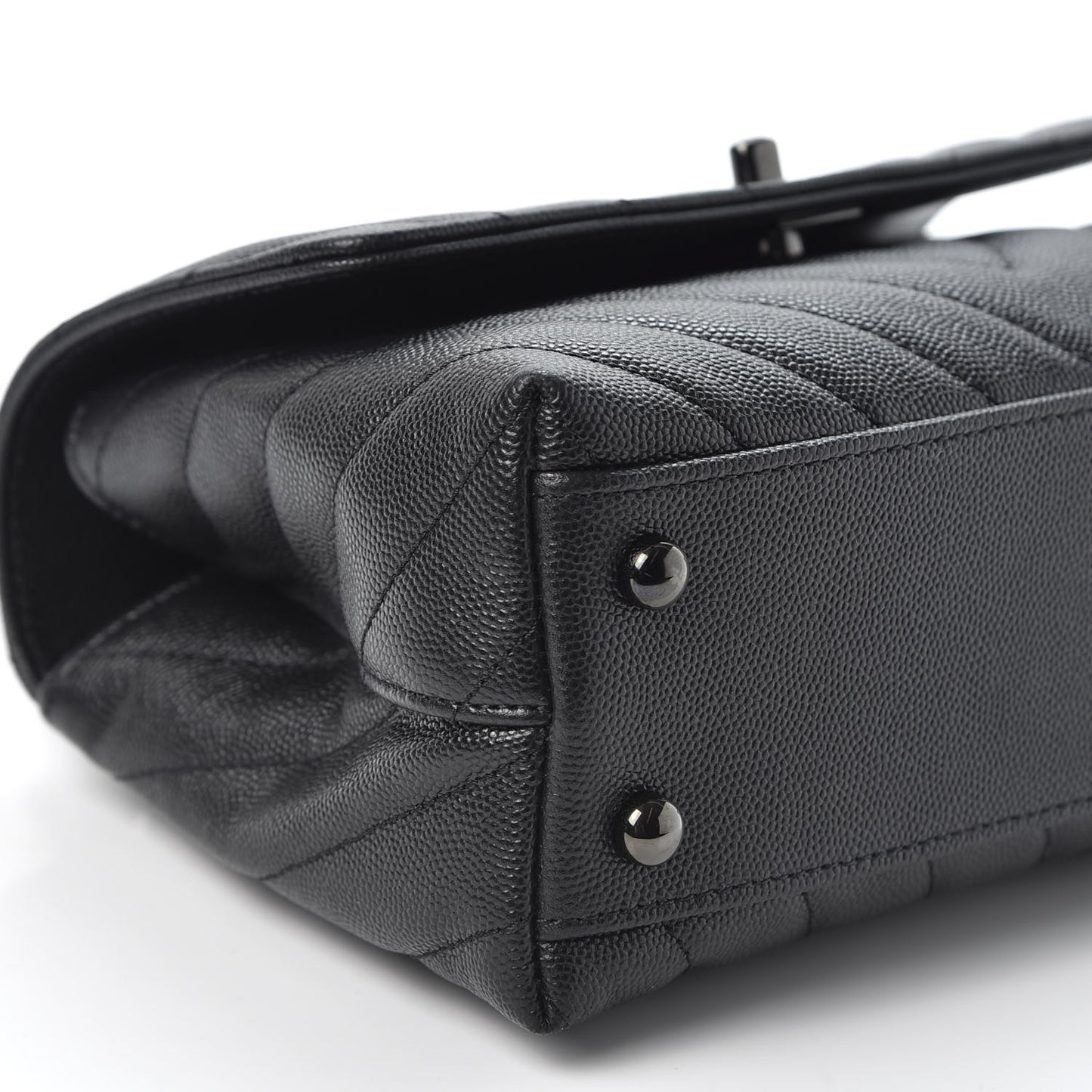 Caviar Chevron Quilted Mini Coco Handle Flap So Black