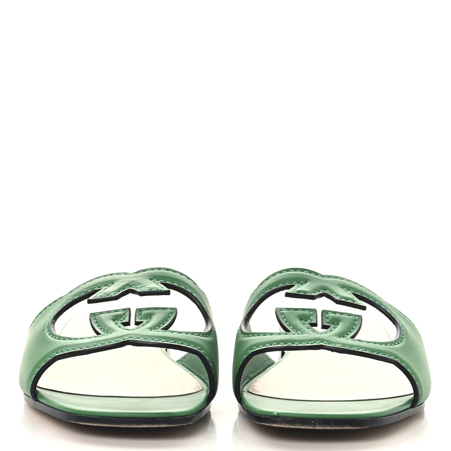 Cosmos Softy Calfskin Interlocking G Cut Out Slide Sandals 41.5 New Shamarock