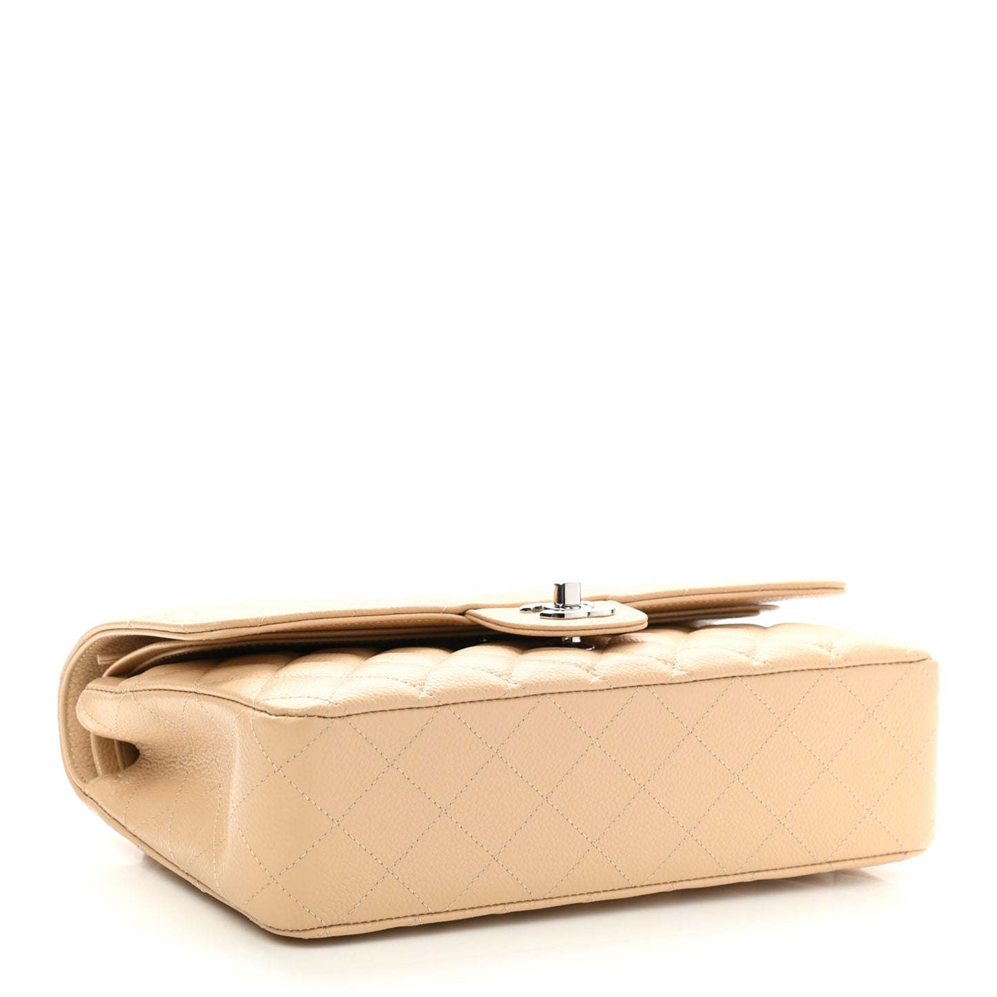 Caviar Quilted Medium Double Flap Beige Clair