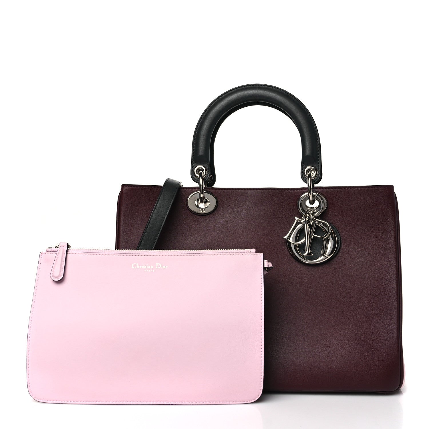 Christian Dior Smooth Calfskin Medium Diorissimo Tote Burgundy Pink 3 of 11
